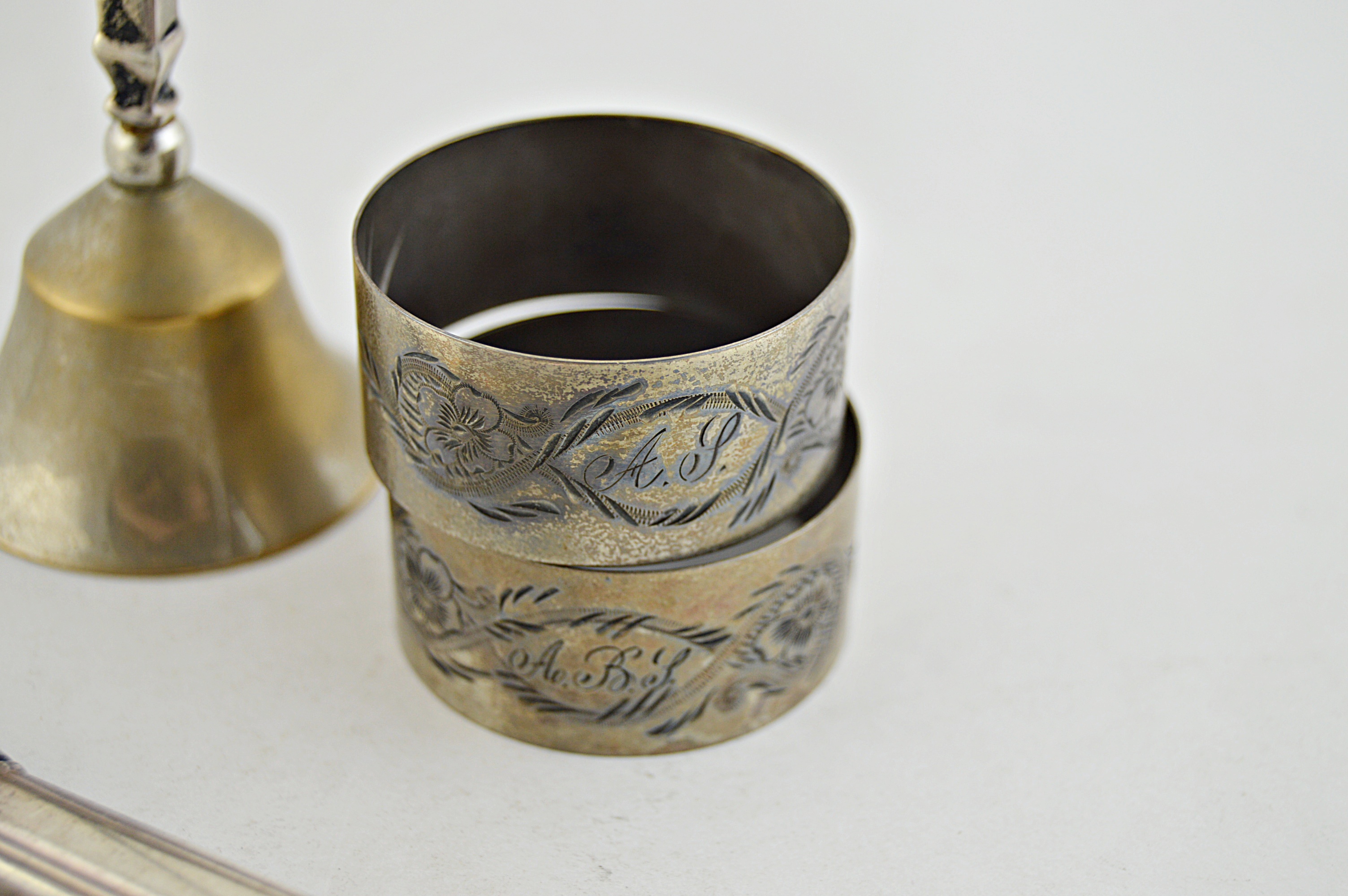 Alvin Sterling Silver Flatware, Bell, Napkin Rings