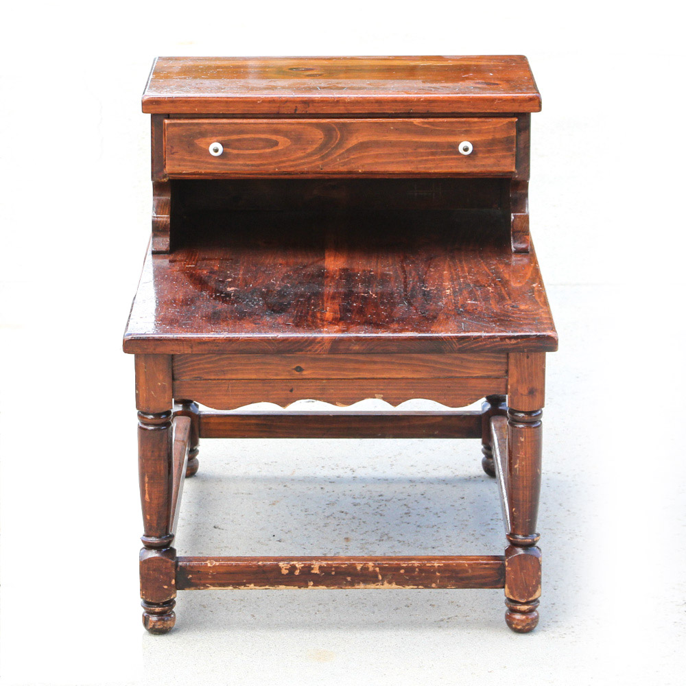 Vintage Pine Step Back End Table