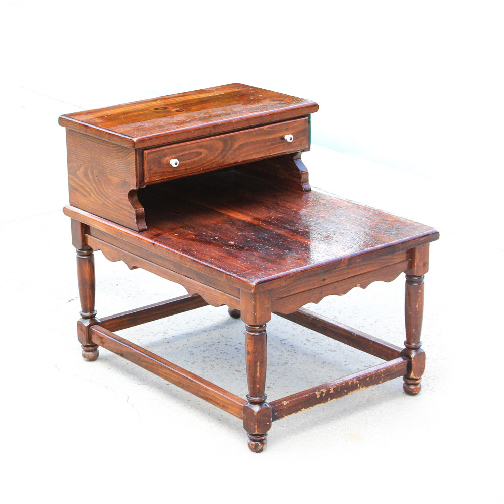Vintage Pine Step Back End Table