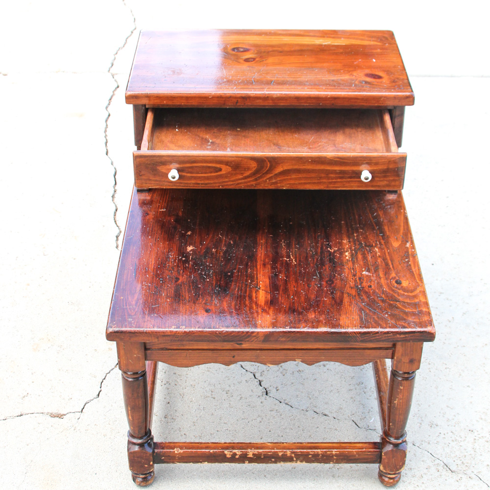 Vintage Pine Step Back End Table