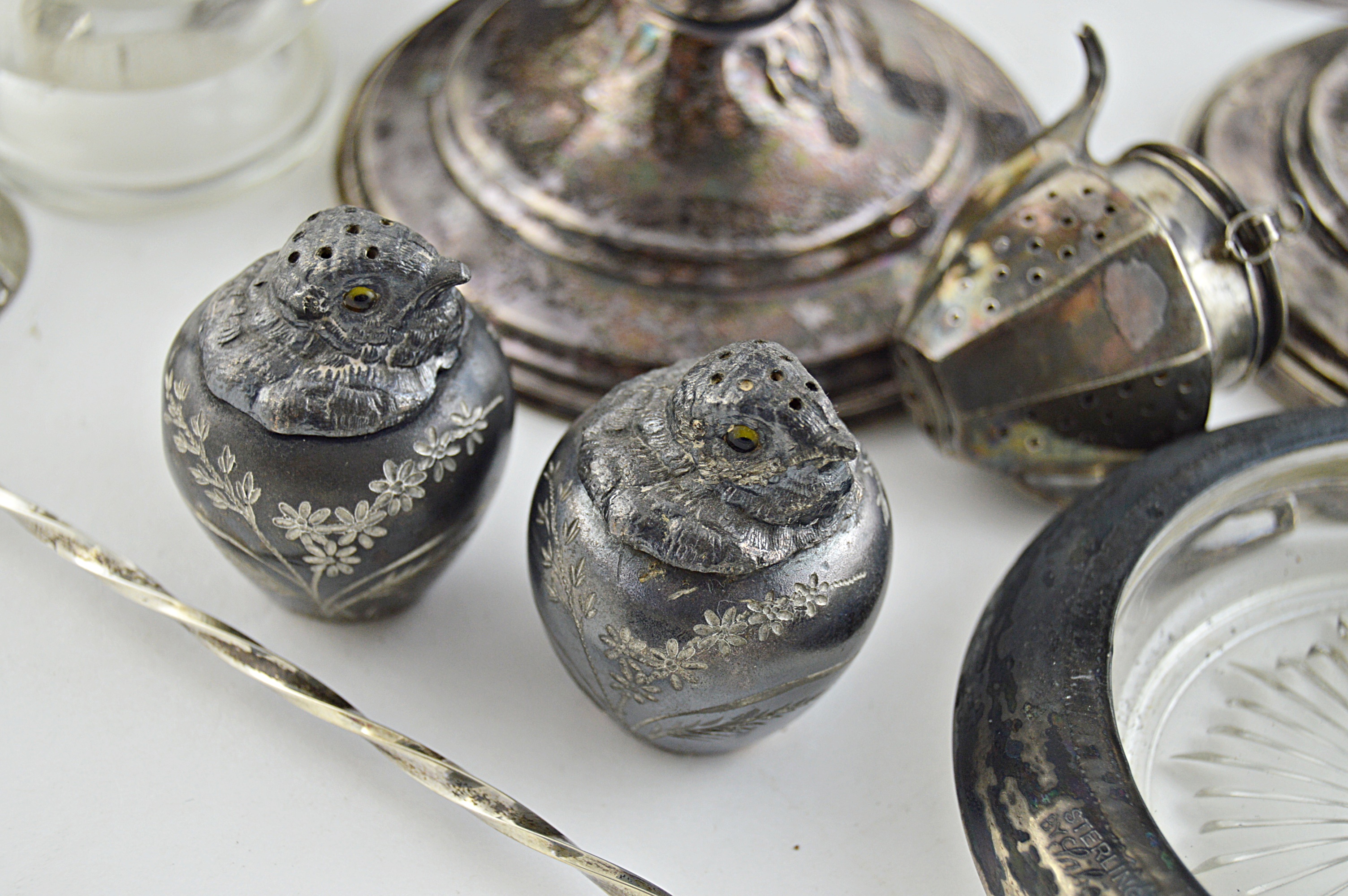 Sterling Silver Candleholders, Coasters, Snuffer