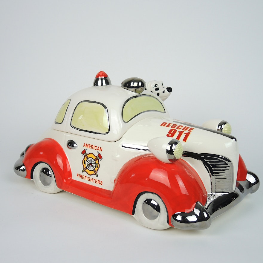Hand-Painted Firefighter-Themed Cookie Jar by Unique Produx