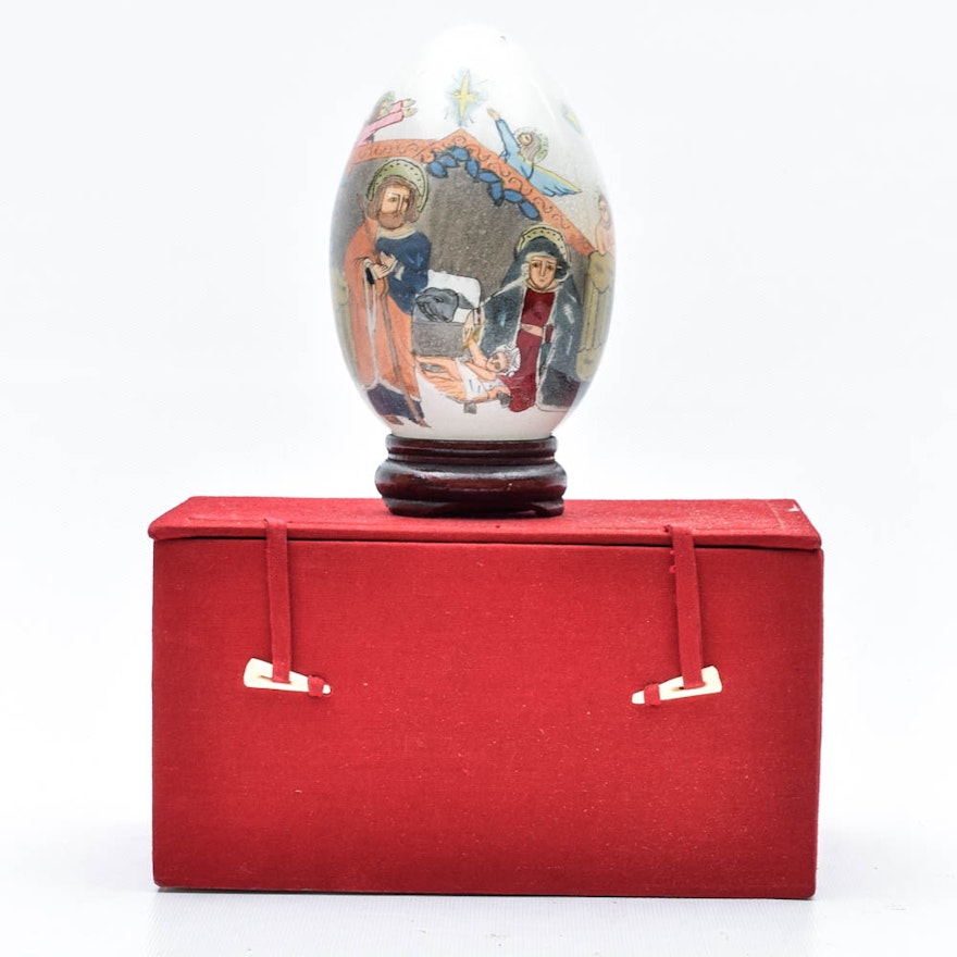 S. McAllister Hand Blown Glass "Nativity" Egg