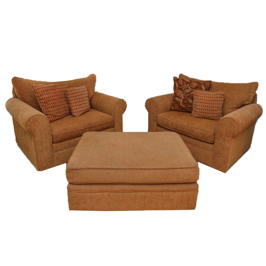 Pair of Sofa Chairs and Ottoman by Craftmaster Furniture