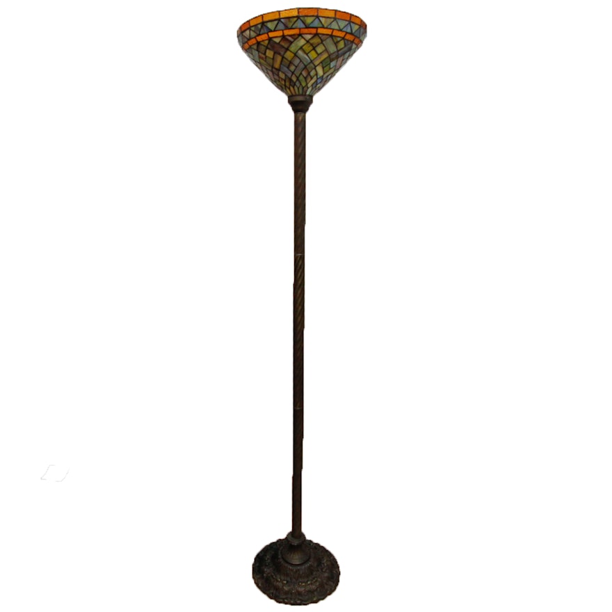 Torchiere Stained Glass Floor Lamp