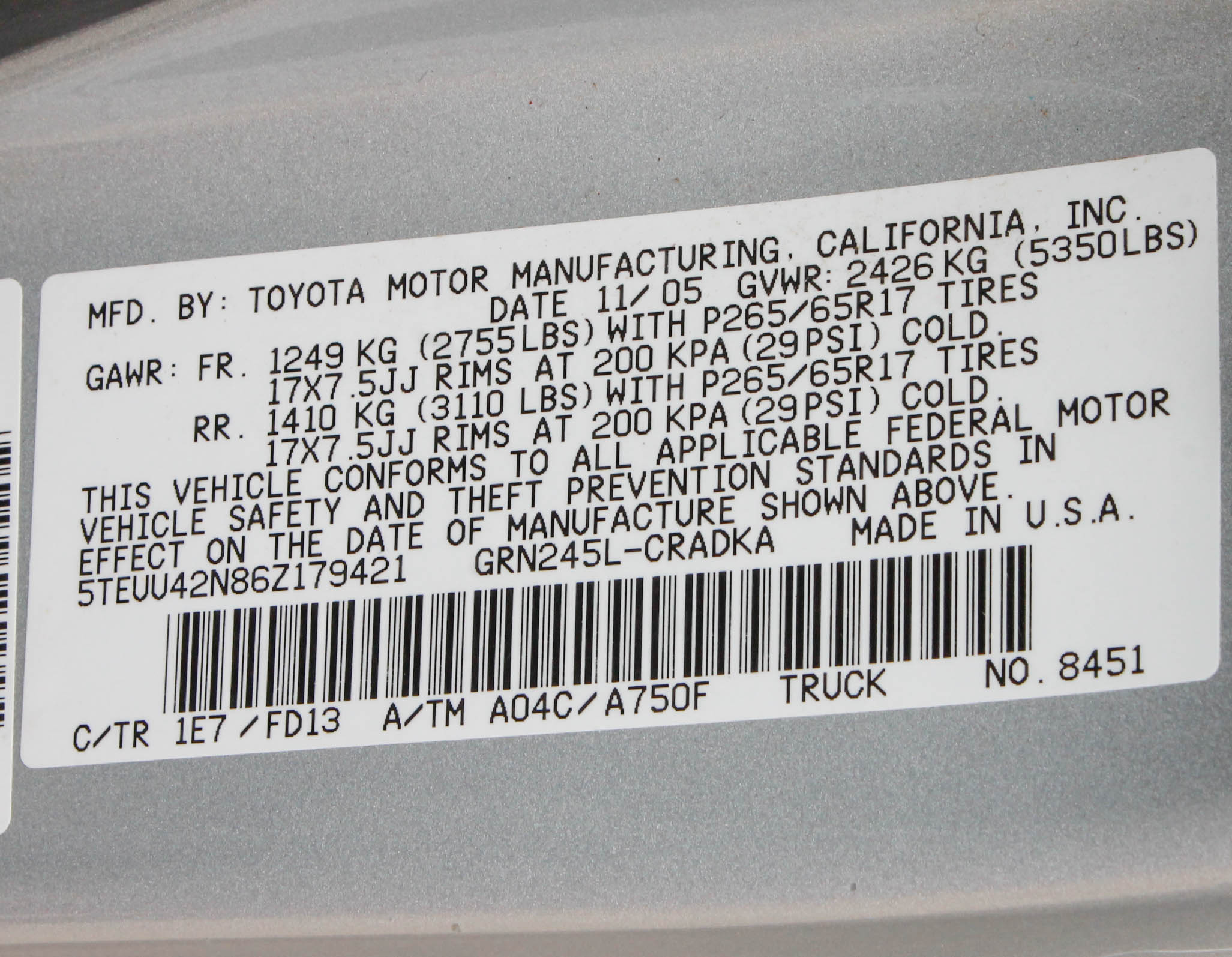 2006 Toyota Tacoma Pickup Truck