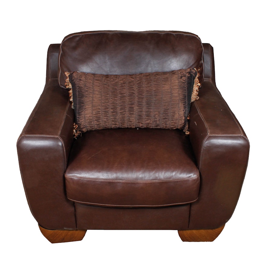 Brown Faux Leather Armchair