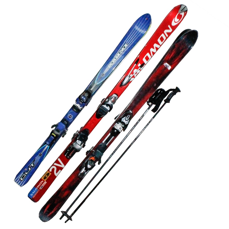 Skis and a Pair of Ski Poles