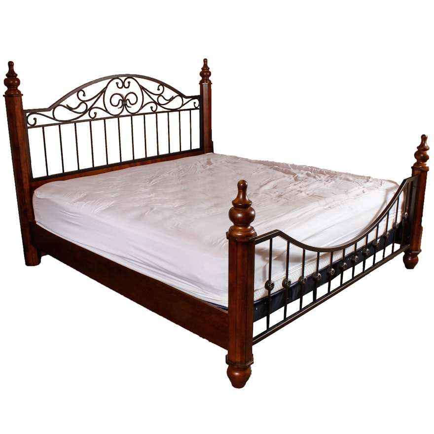 Wood and Metal King Size Bed