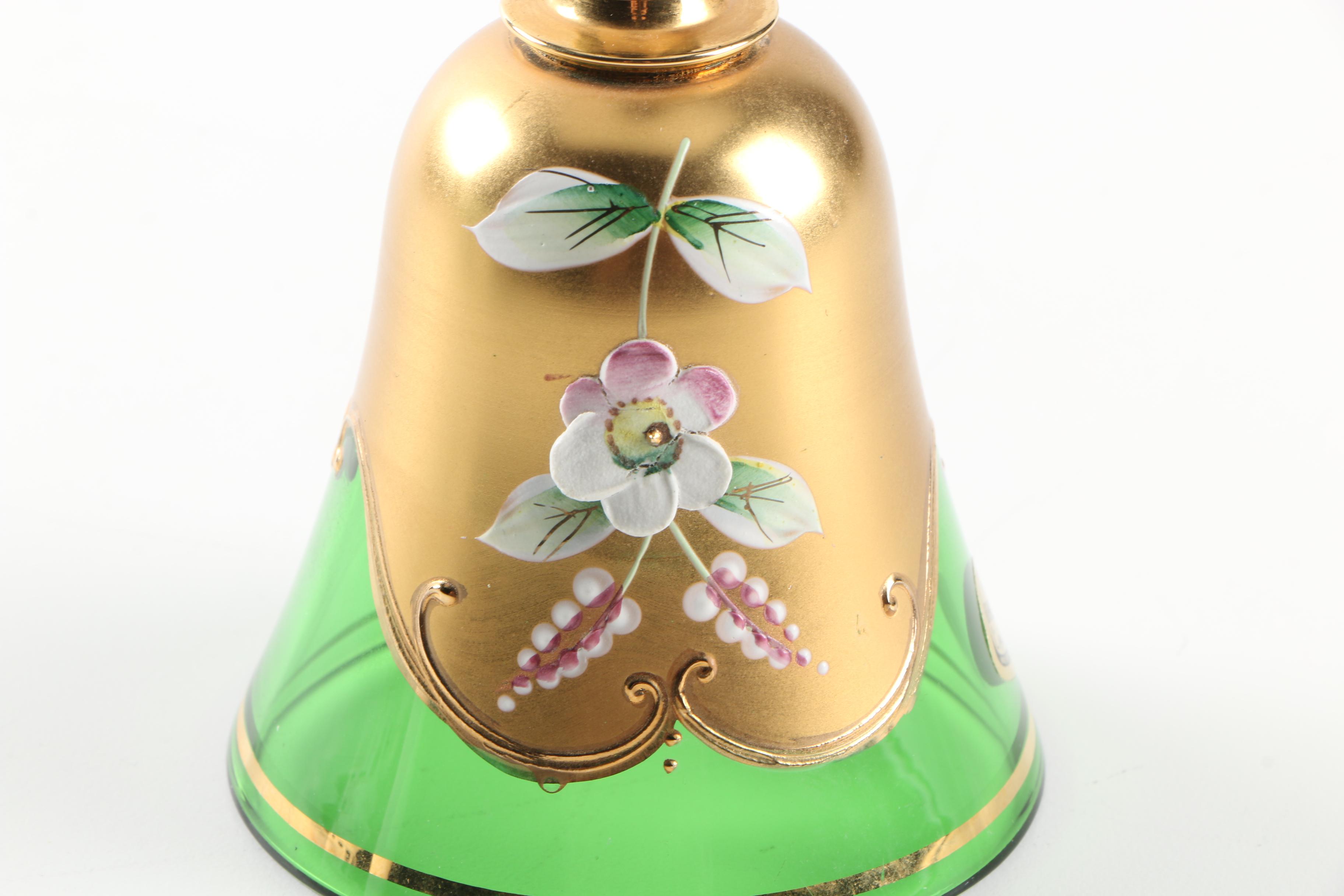 Bohemian Cased Cut to Clear Glass Bowl and Bell