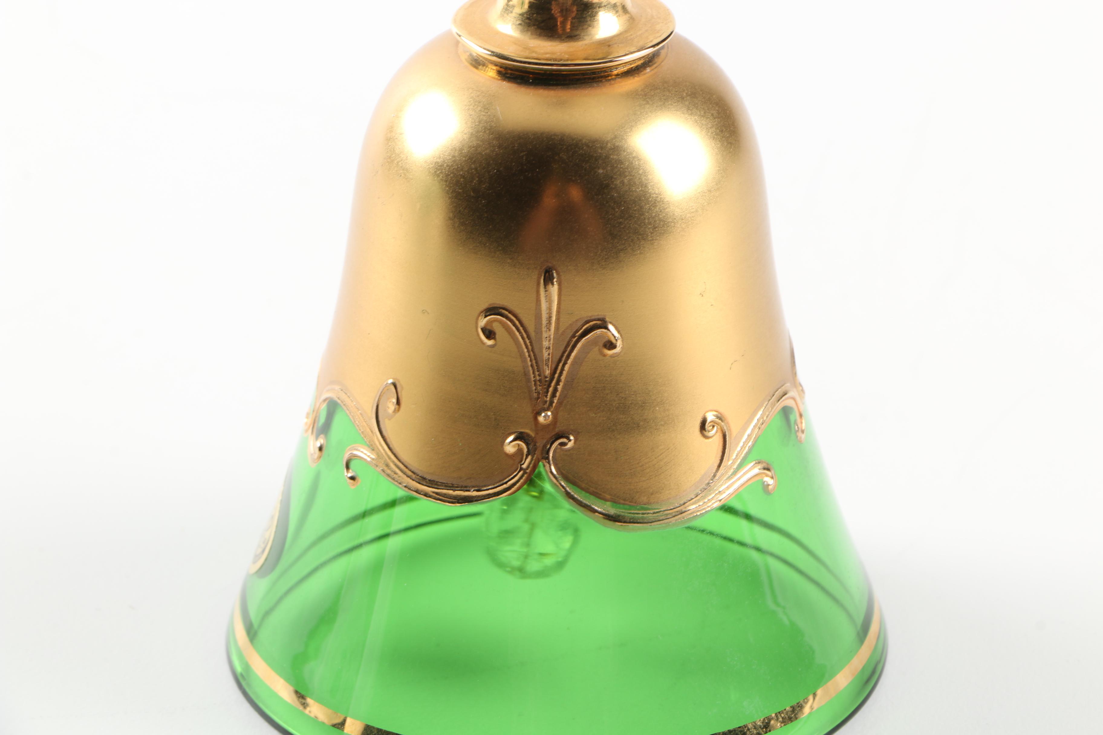 Bohemian Cased Cut to Clear Glass Bowl and Bell