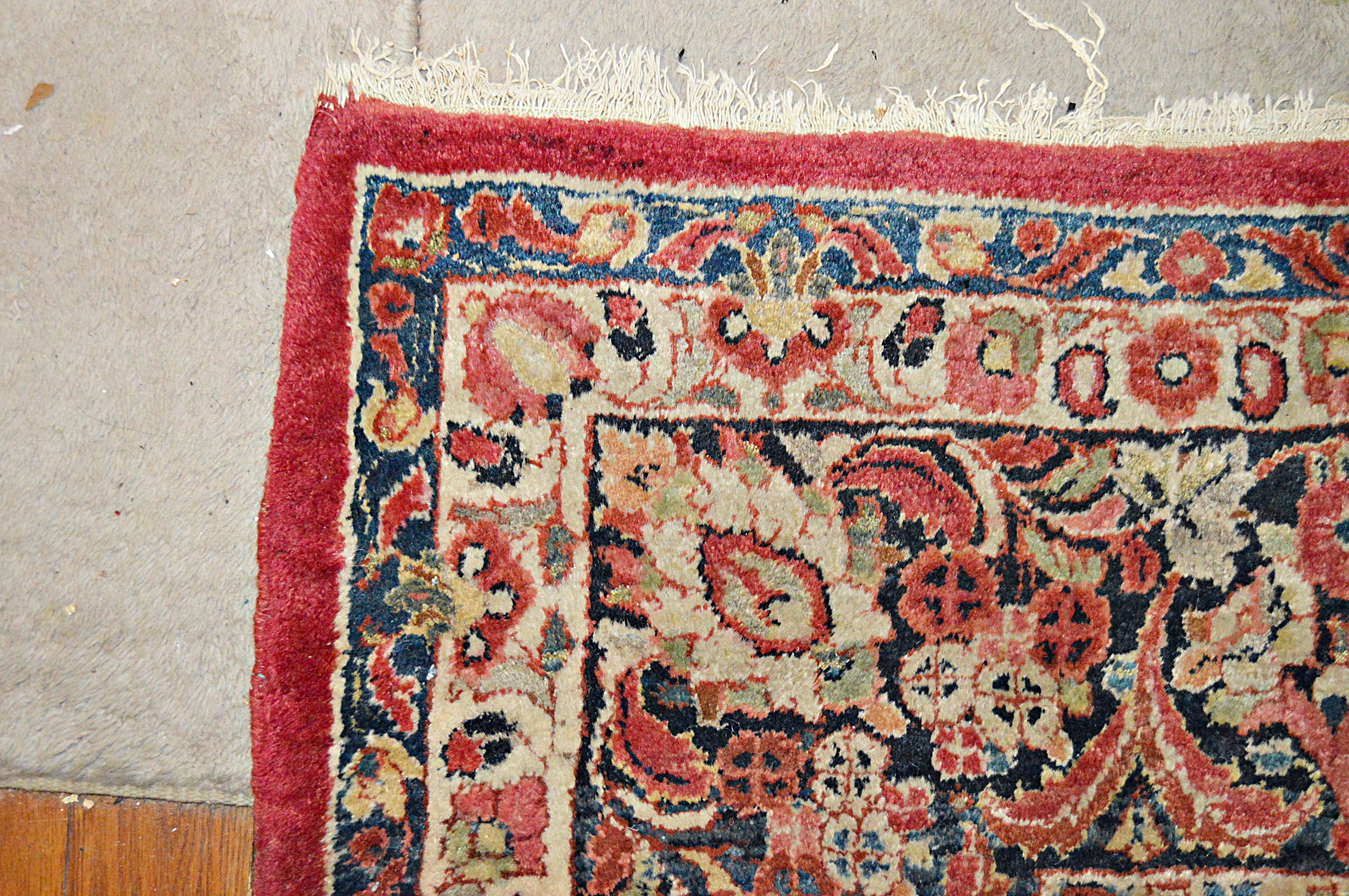 Semi-Antique Handwoven Sarouk Wool Area Rug