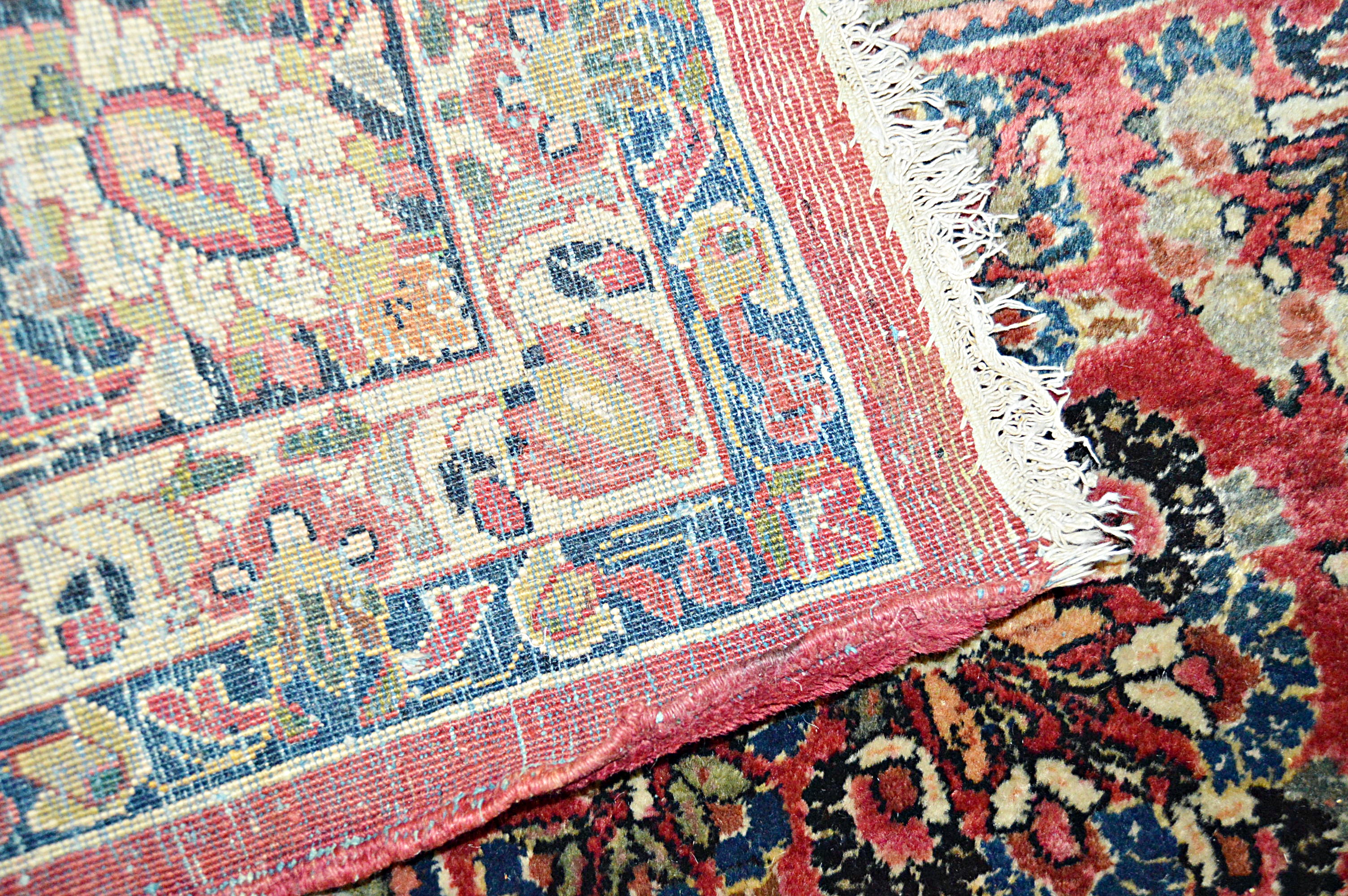 Semi-Antique Handwoven Sarouk Wool Area Rug