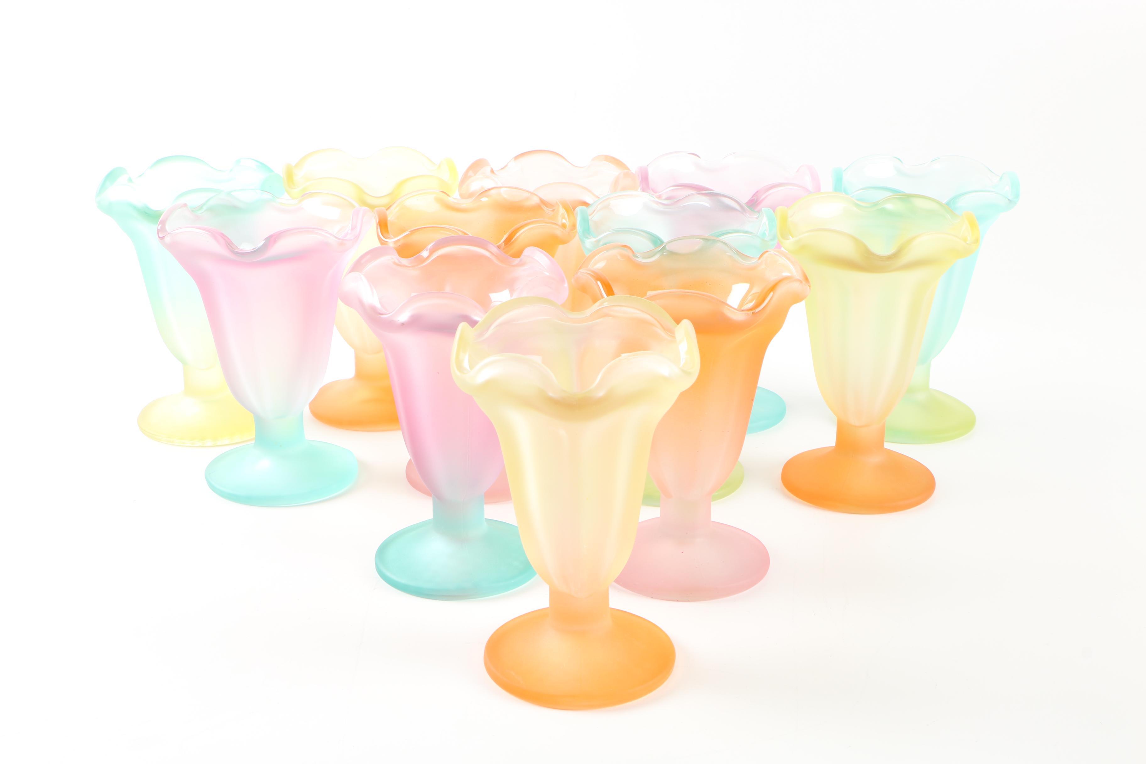 Libbey Colorful Frosted Glass Parfait Cups