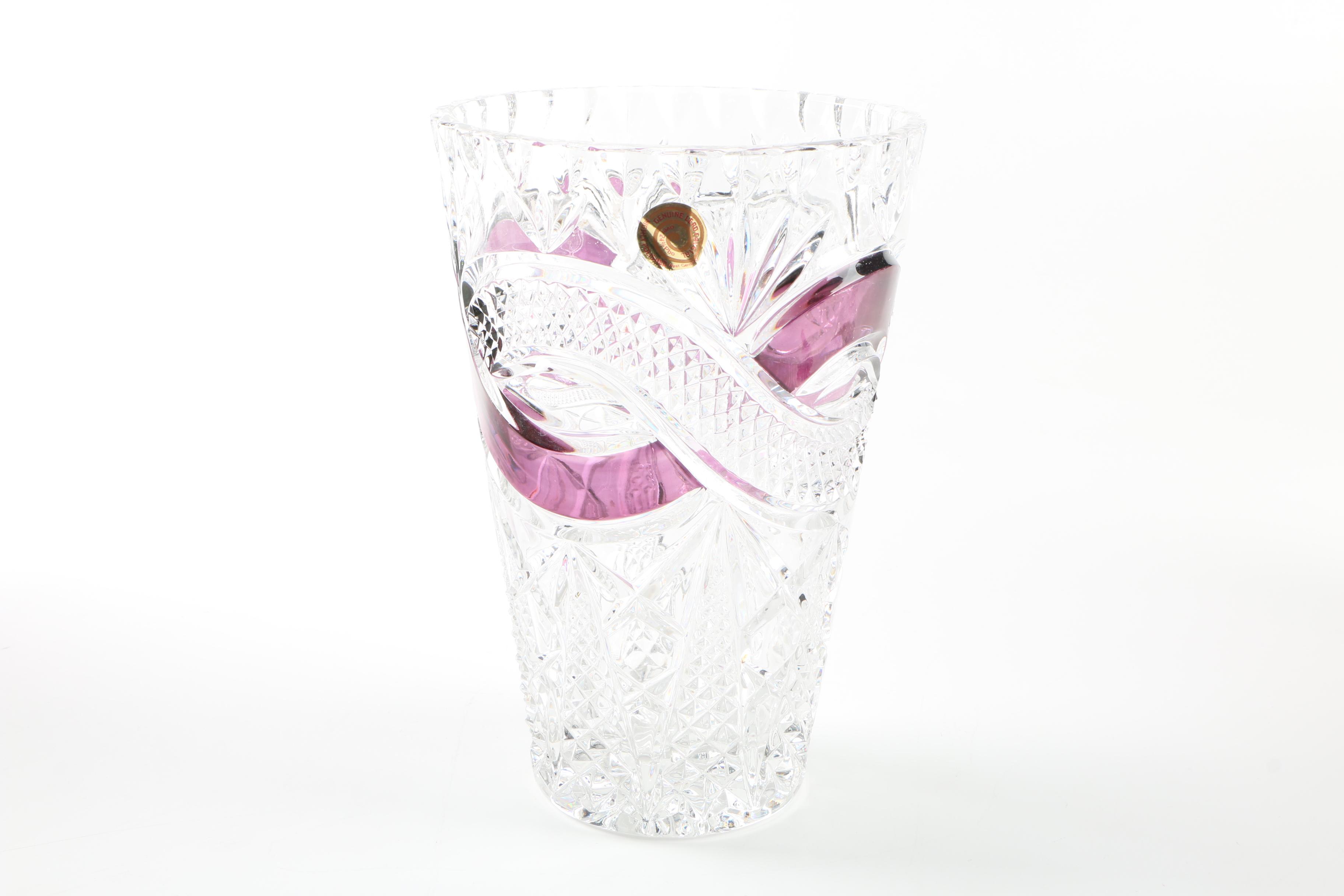 Assortment of Lead Crystal with Ruby Ribbons