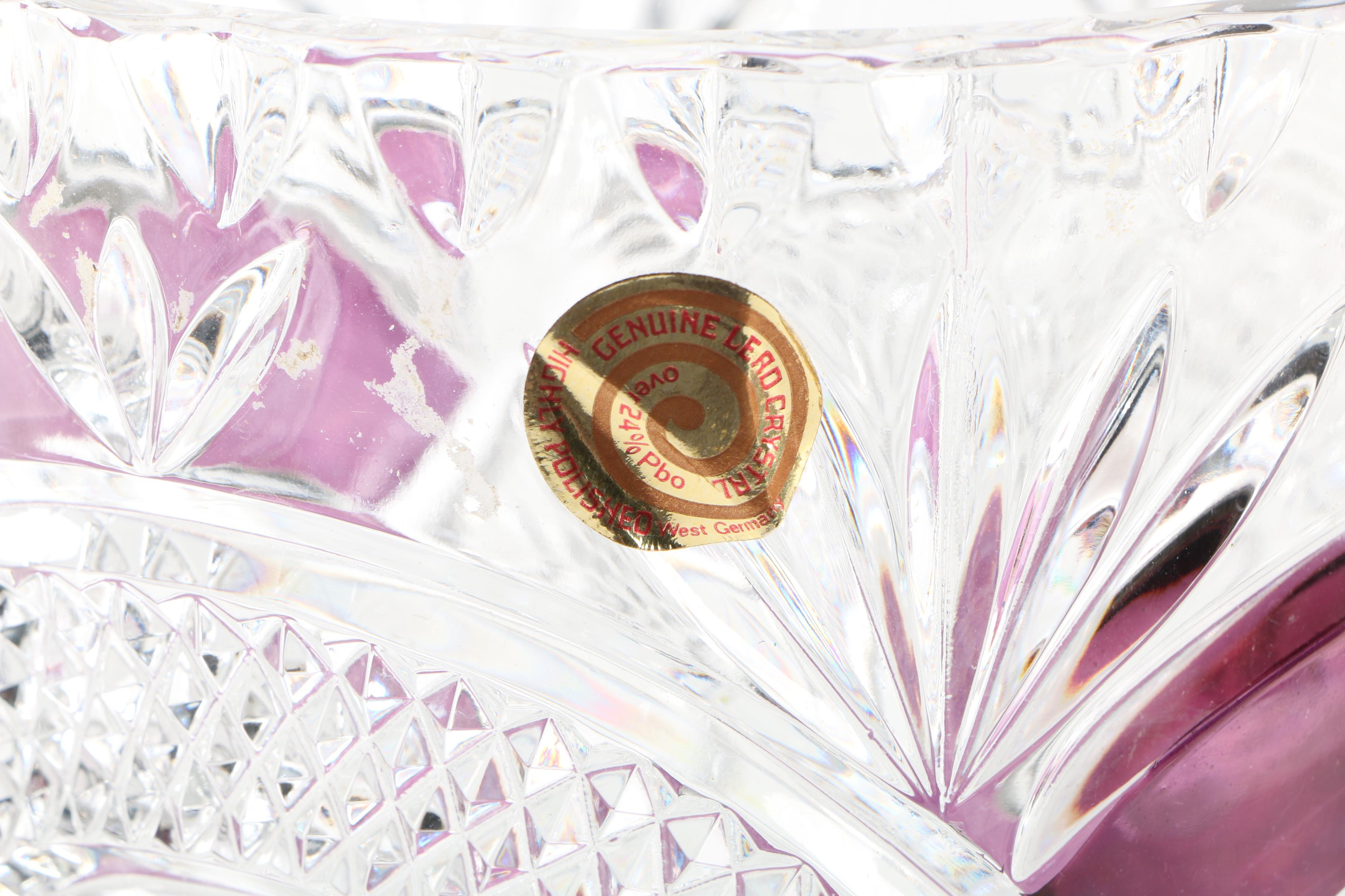 Assortment of Lead Crystal with Ruby Ribbons