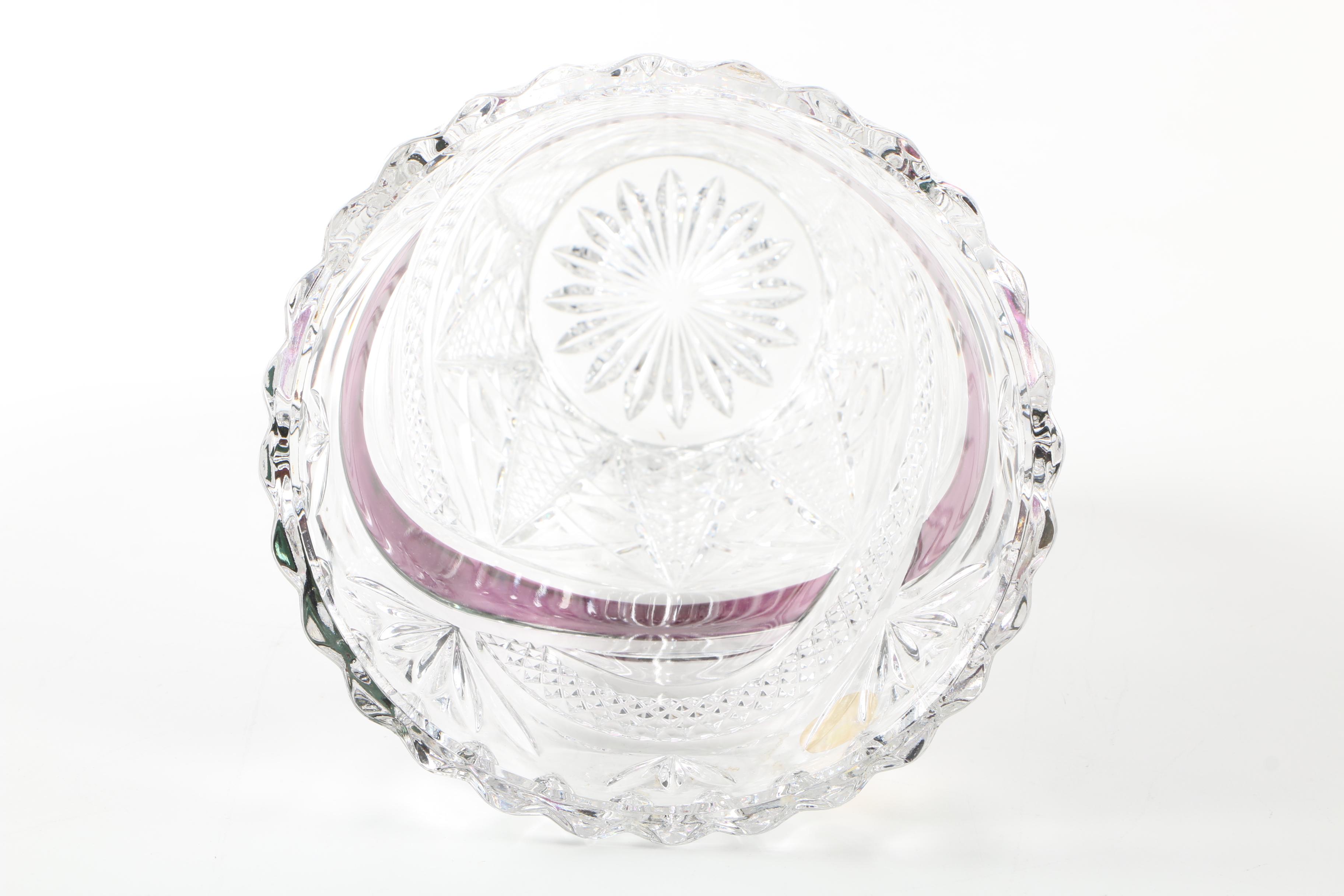 Assortment of Lead Crystal with Ruby Ribbons