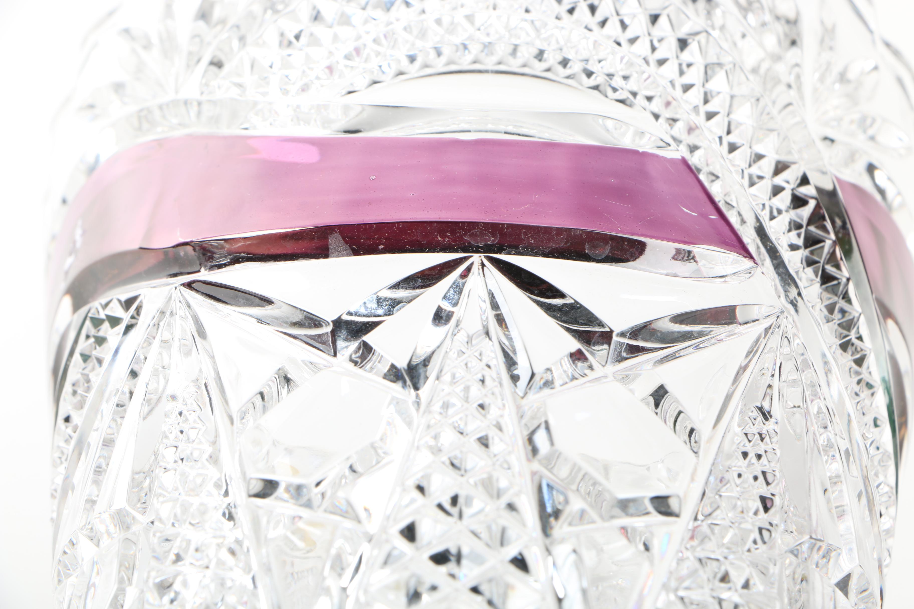 Assortment of Lead Crystal with Ruby Ribbons