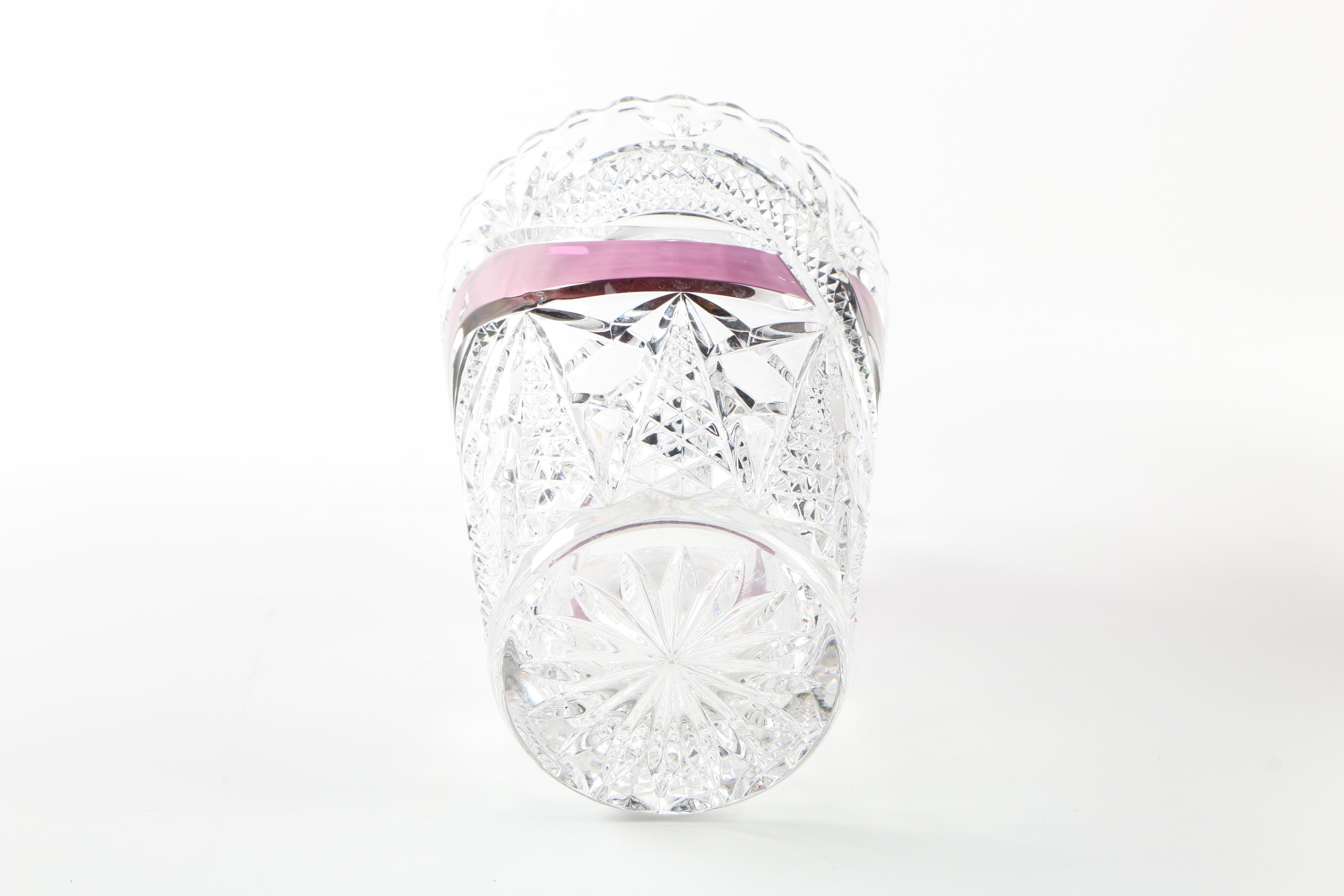 Assortment of Lead Crystal with Ruby Ribbons