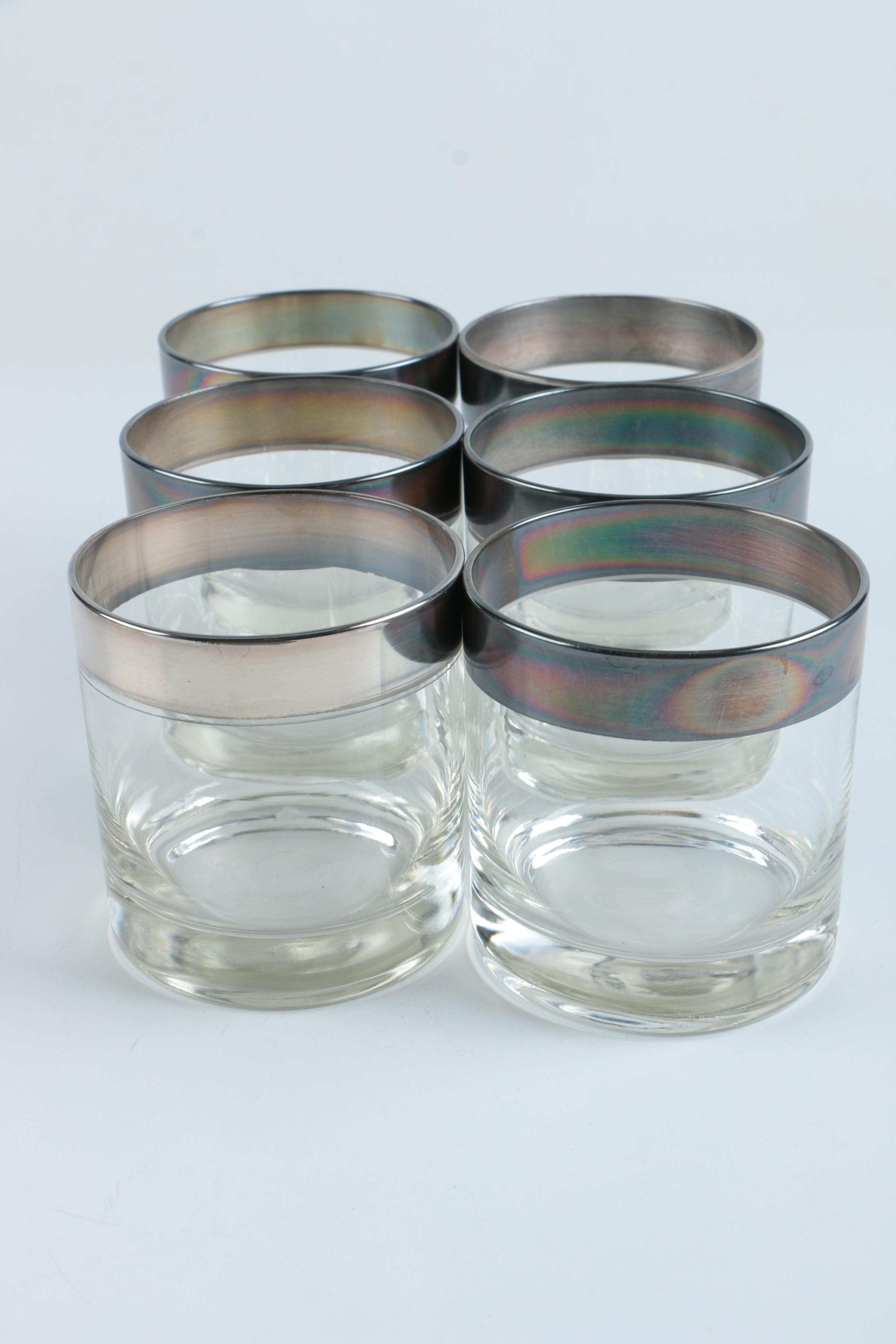 Silver Tone Rimmed Glassware