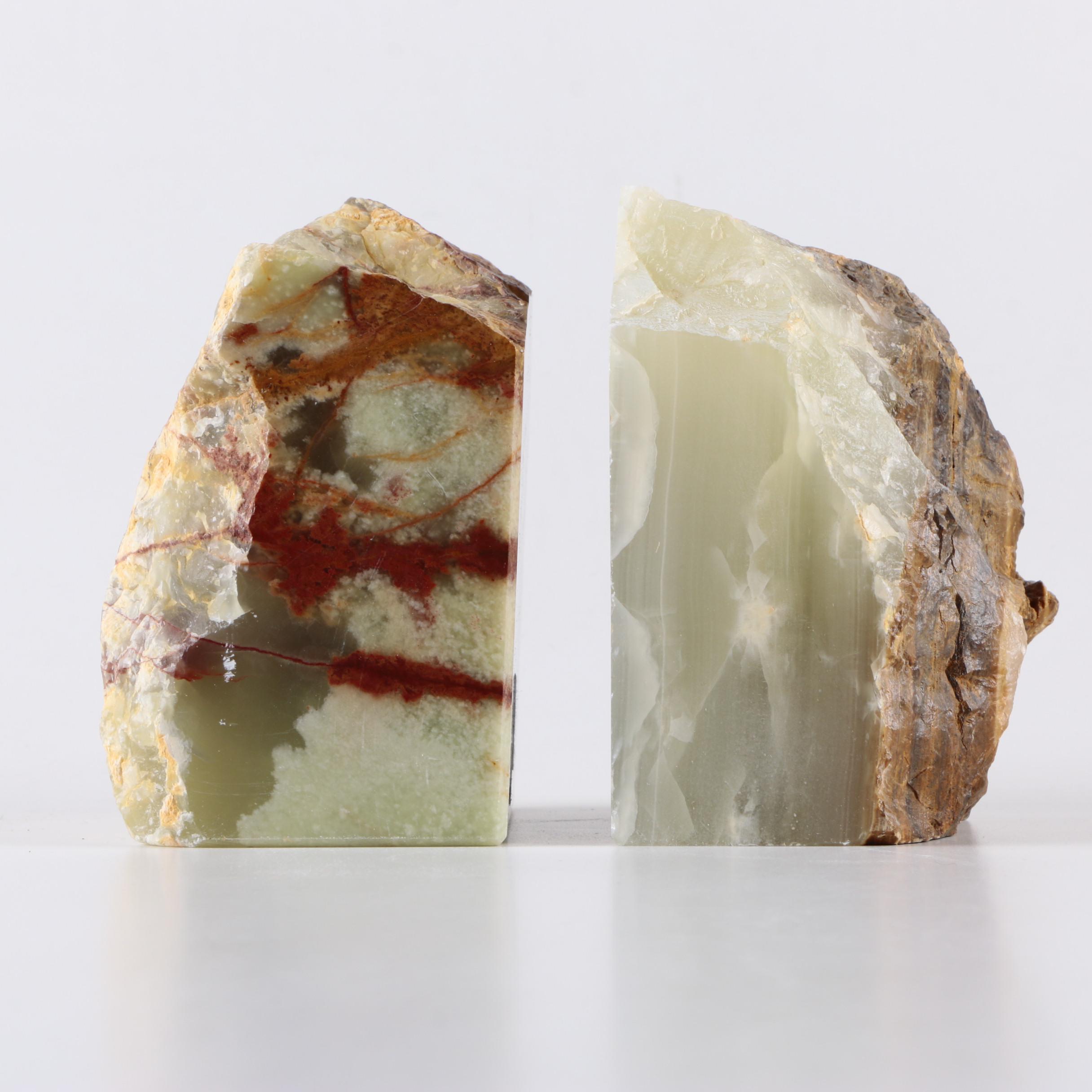 Banded Calcite and Agate Bookends