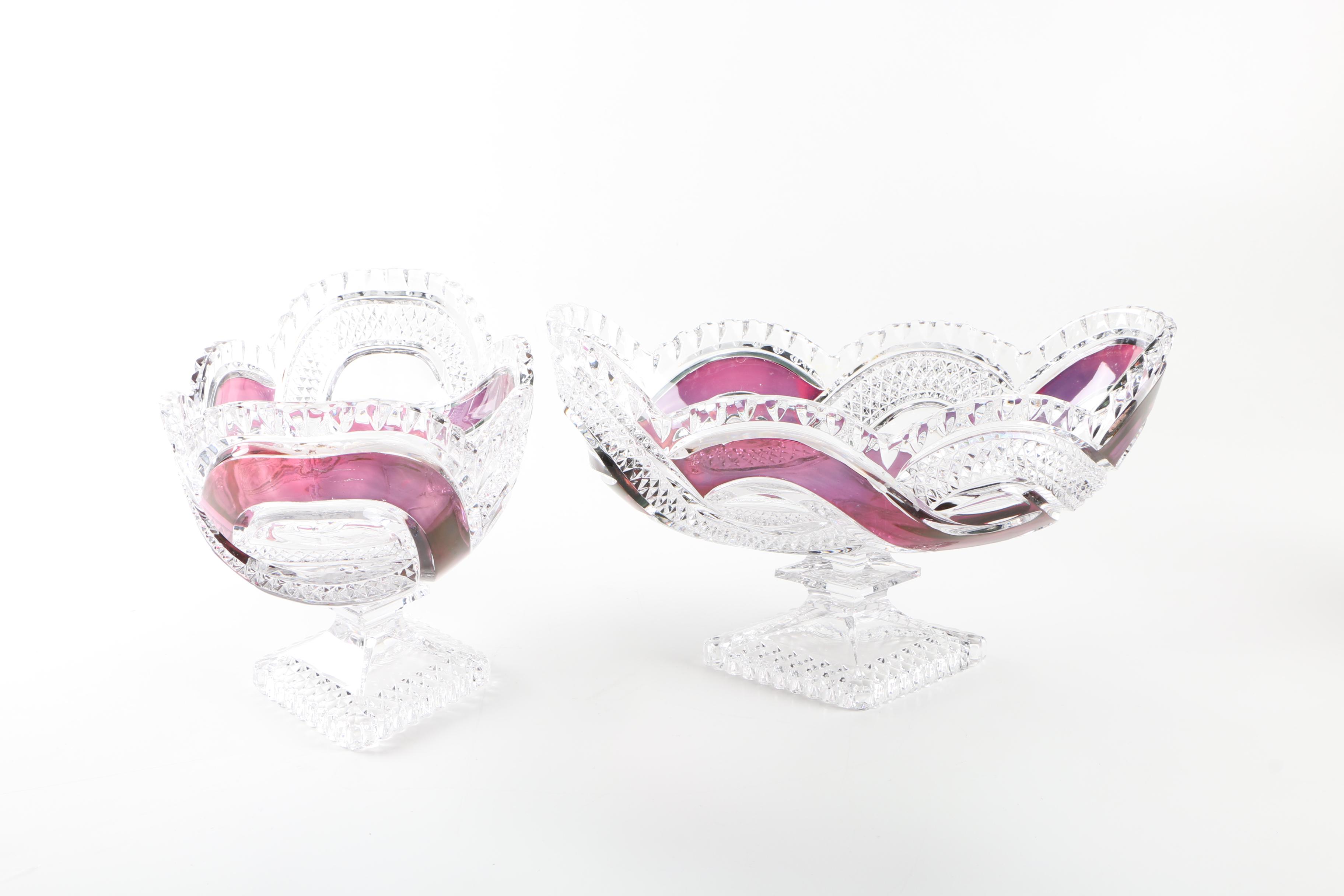 Assortment of Lead Crystal with Ruby Ribbons