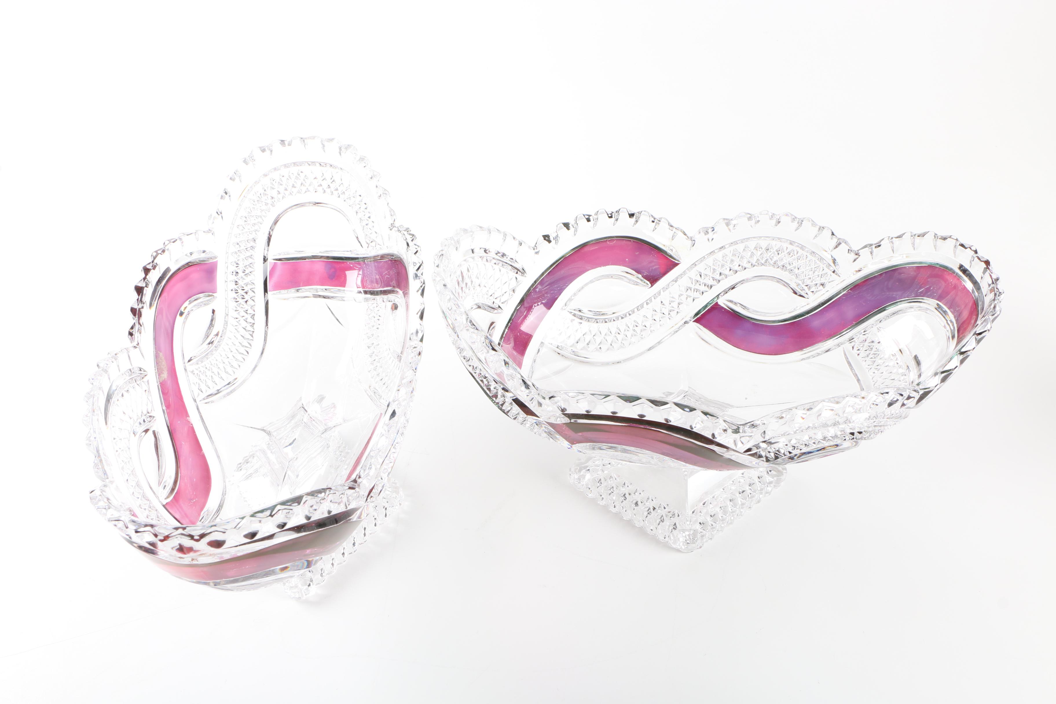 Assortment of Lead Crystal with Ruby Ribbons