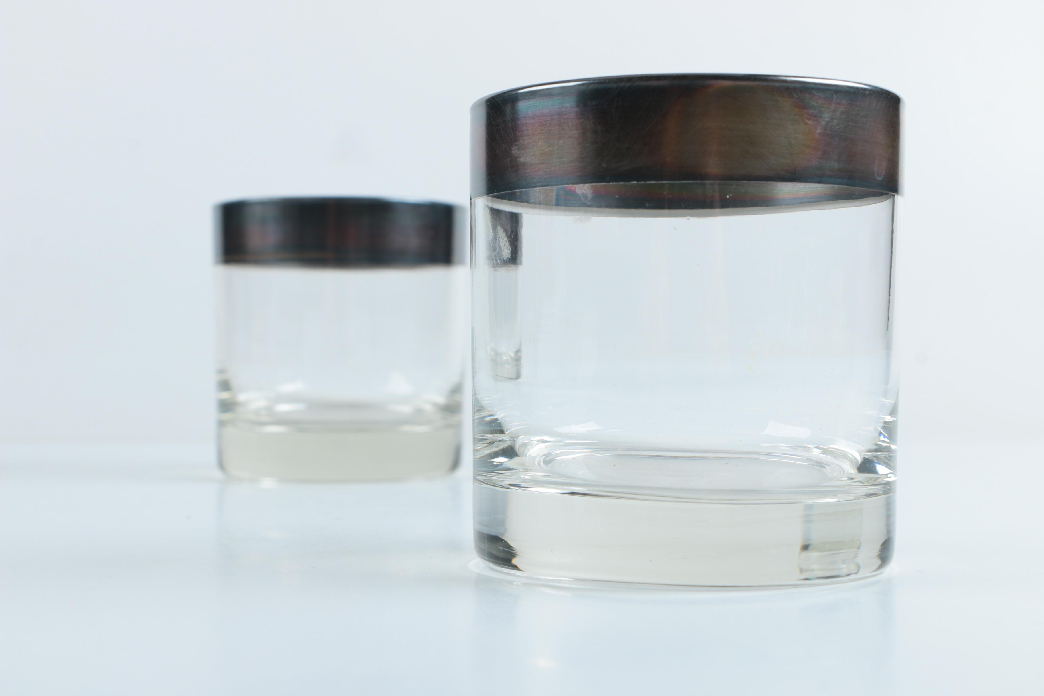 Silver Tone Rimmed Glassware