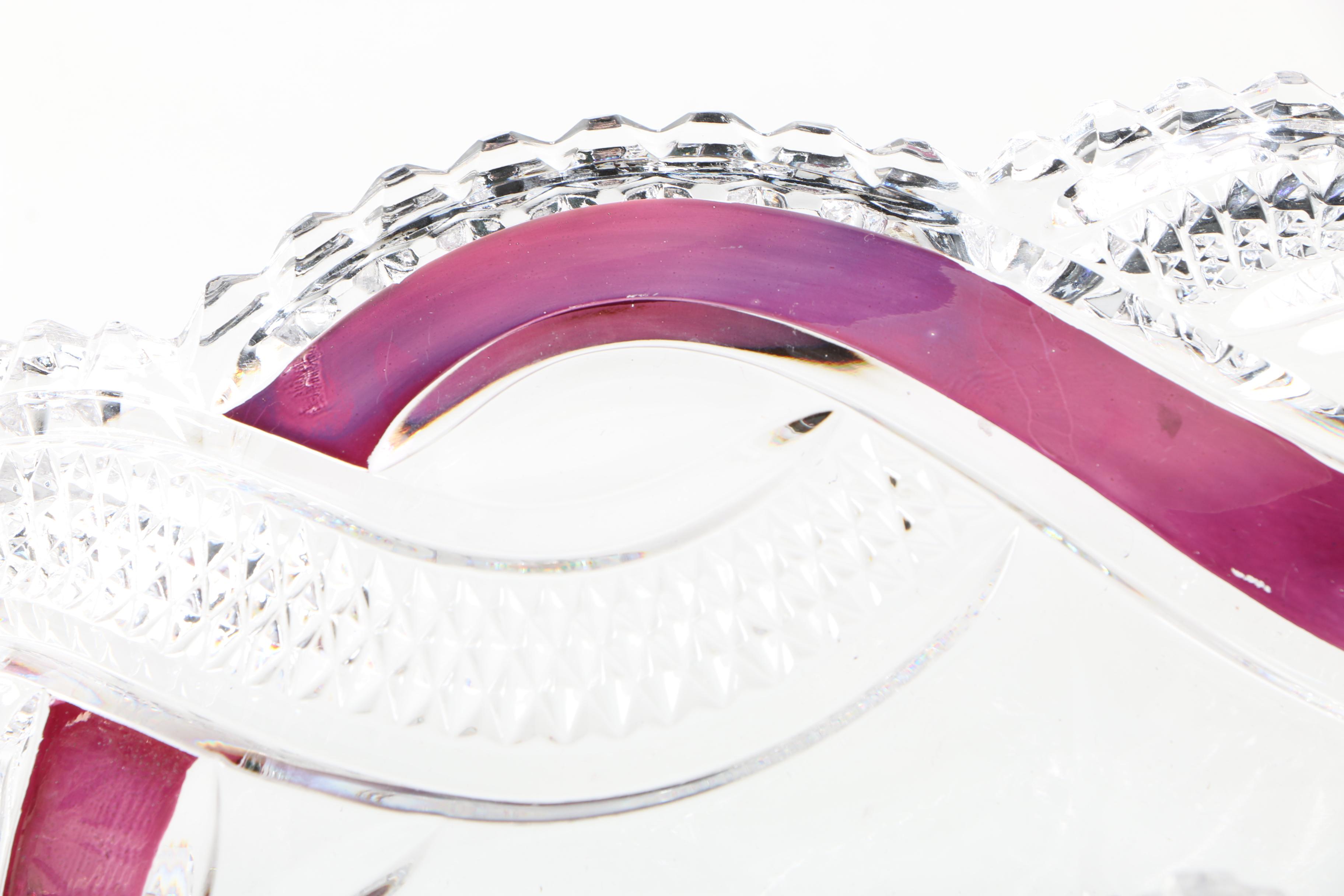 Assortment of Lead Crystal with Ruby Ribbons