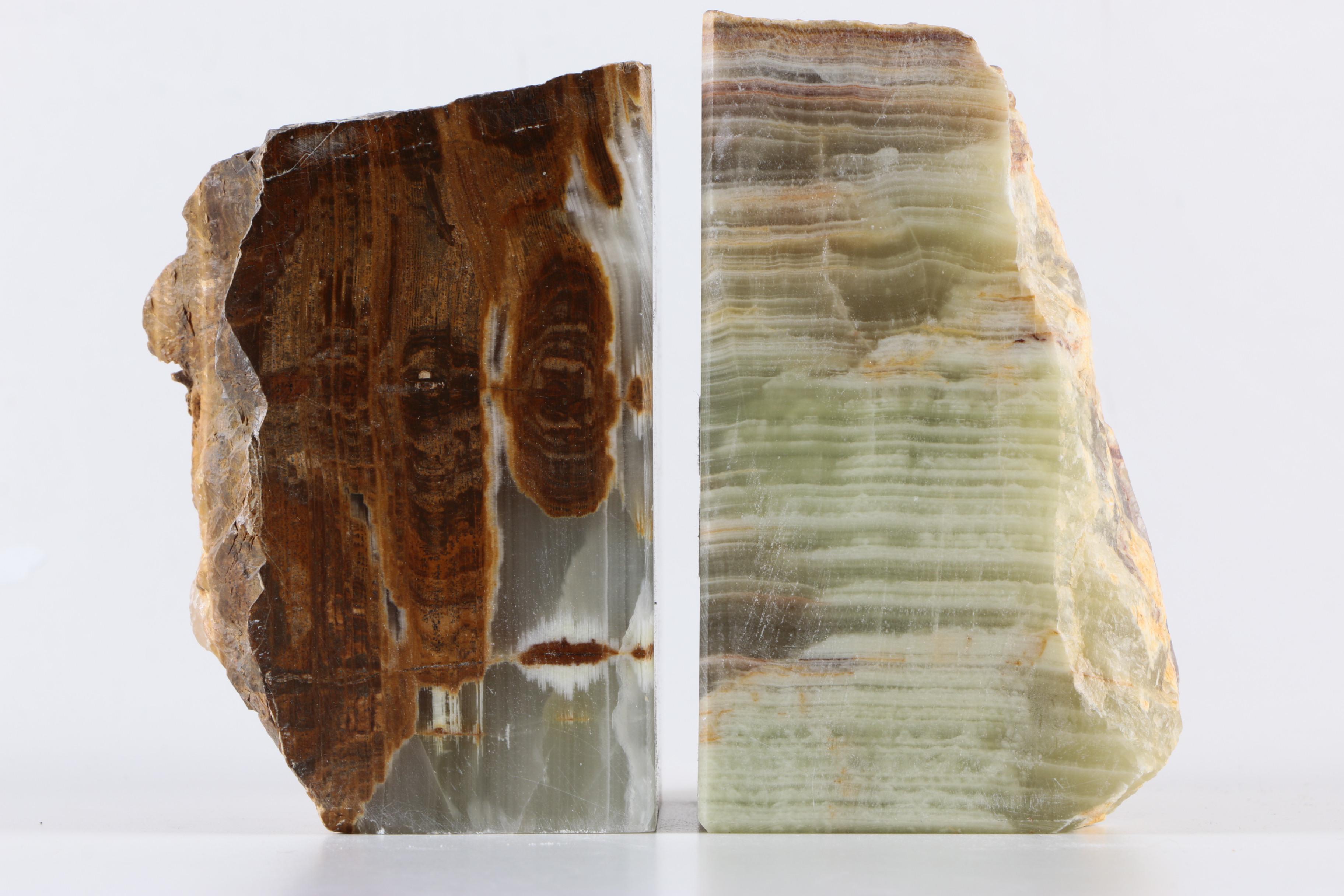 Banded Calcite and Agate Bookends