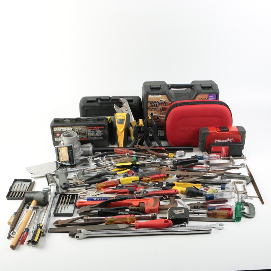 Large Assortment of Tools Including Craftsman & Milwaukee