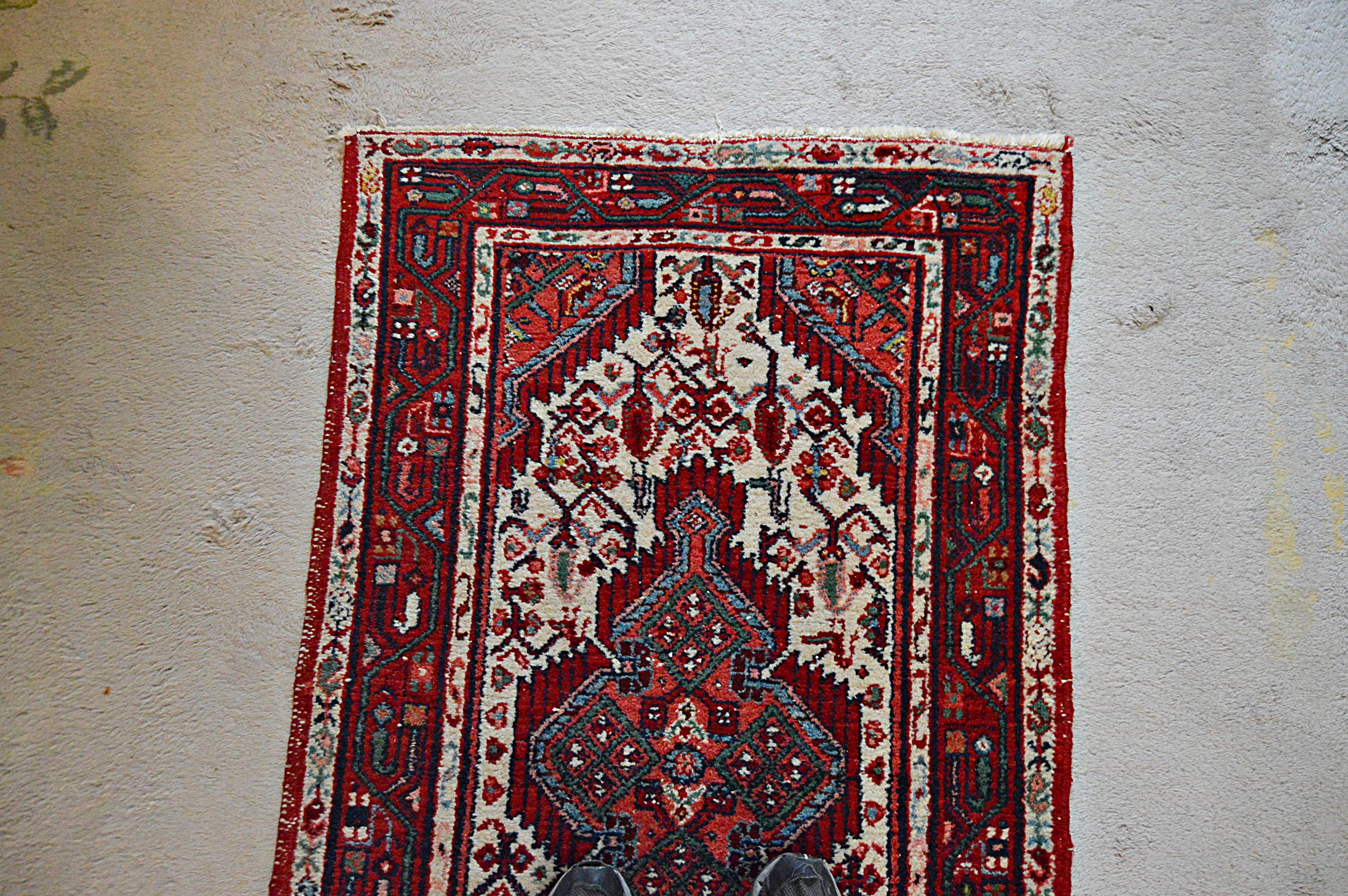 Semi-Antique Hand-Knotted Persian Seraband Wool Runner