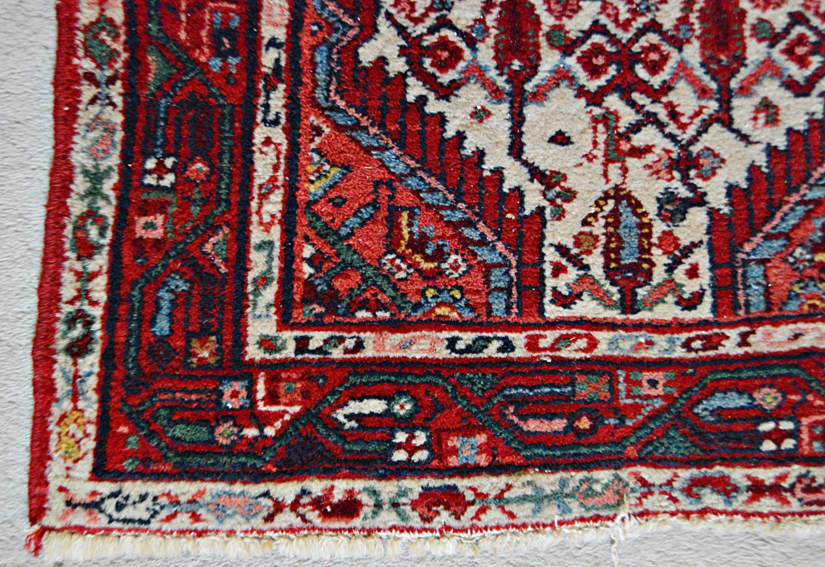 Semi-Antique Hand-Knotted Persian Seraband Wool Runner