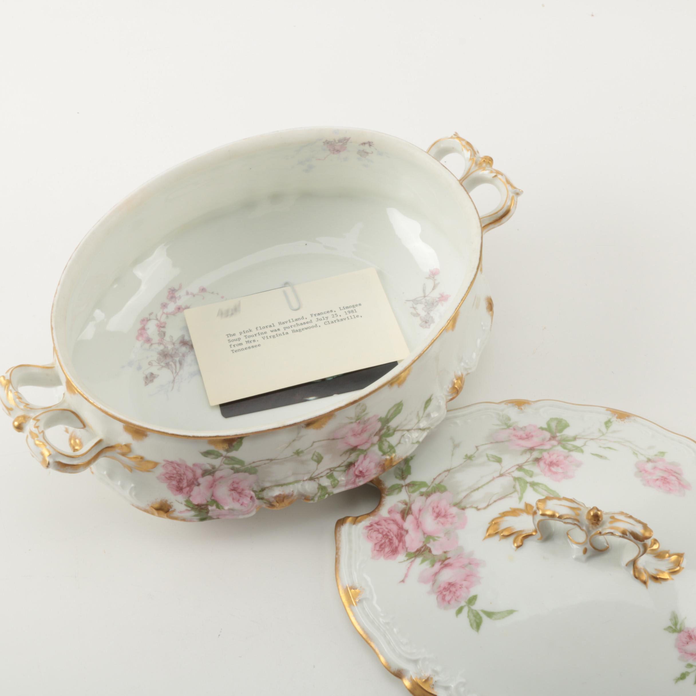Antique Floral Haviland Limoges Soup Tureen