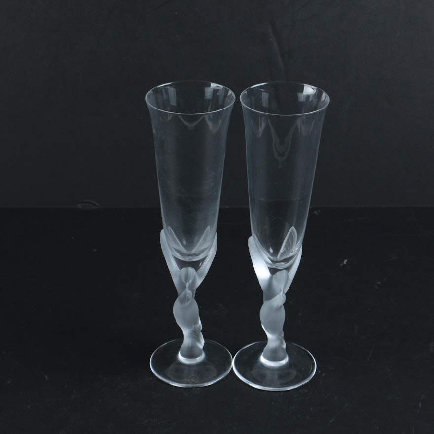 Igor Carl for Faberge "Kissing Doves" Champagne Flutes