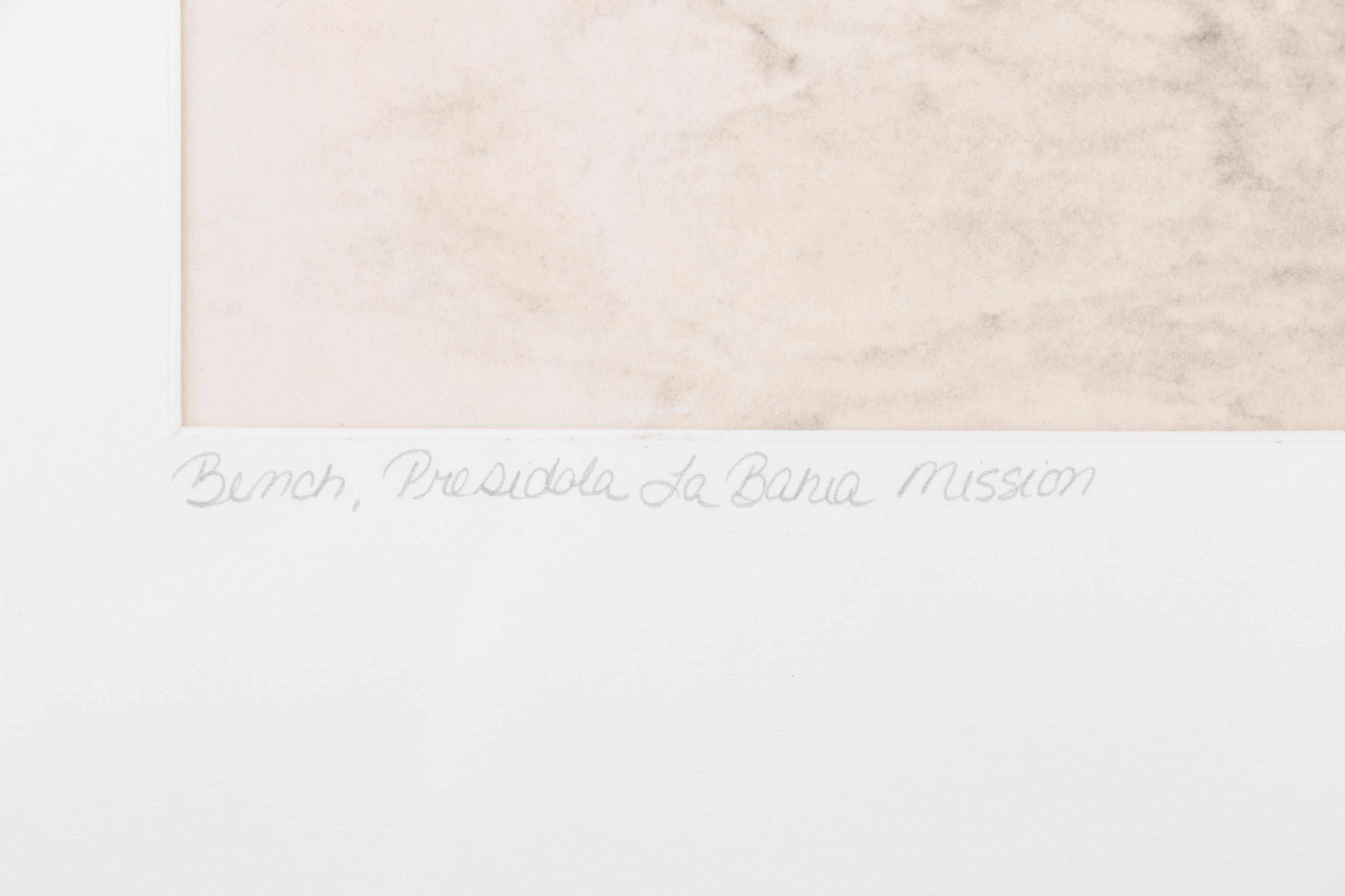 Deborah DuPont 1988 Limited Edition Print "Bench, Presidola La Bahia Mission"