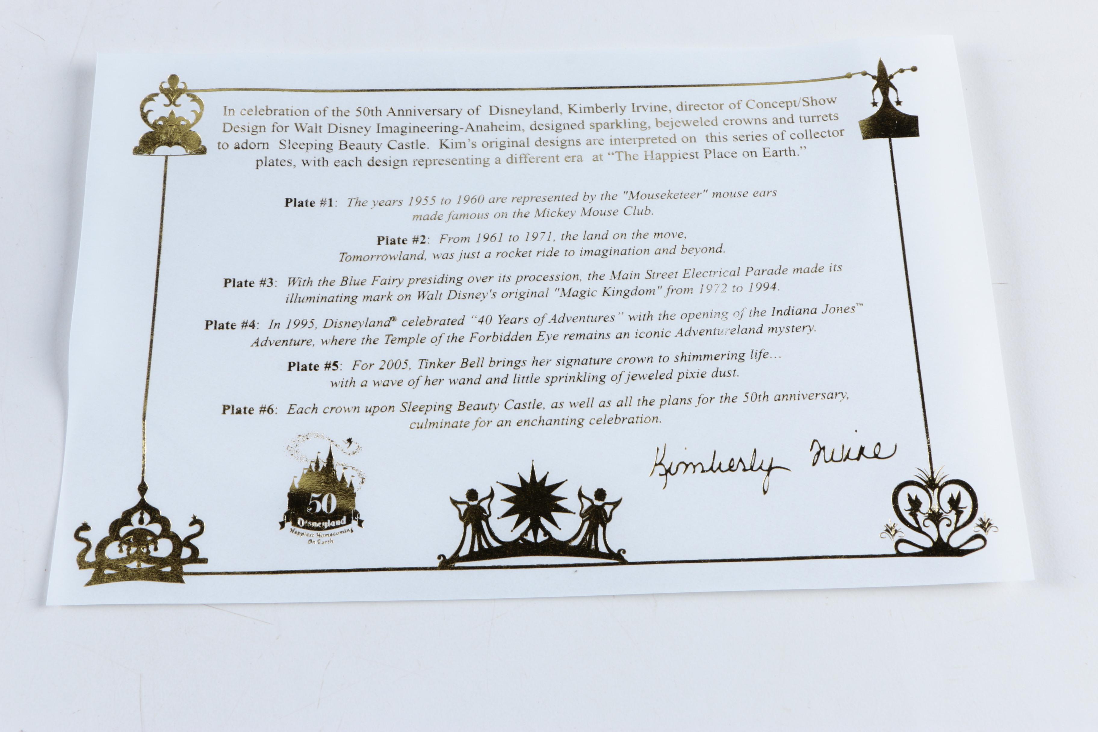 Disneyland 50th Anniversary Commemorative Dessert Plate