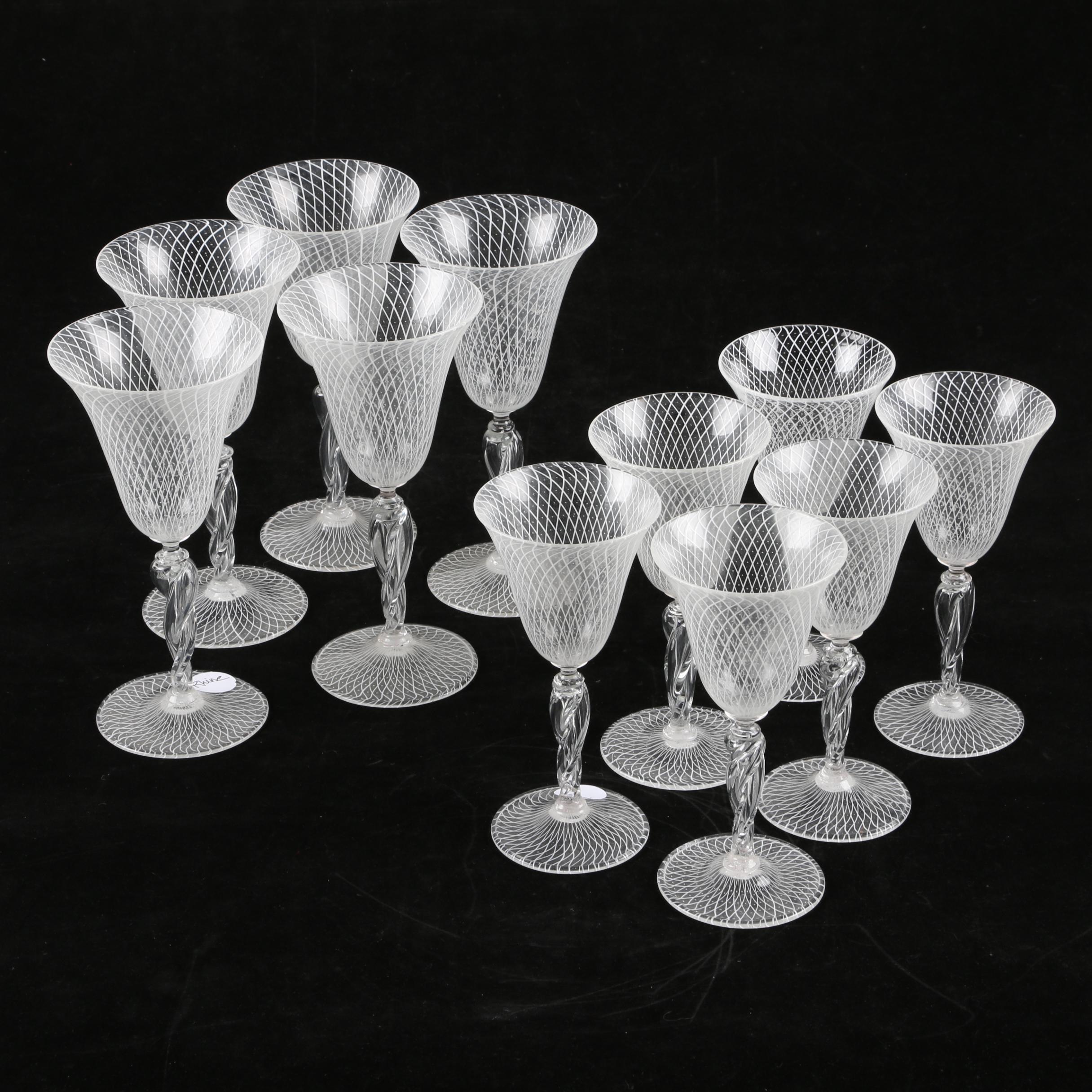 Venetian Latticino Goblets