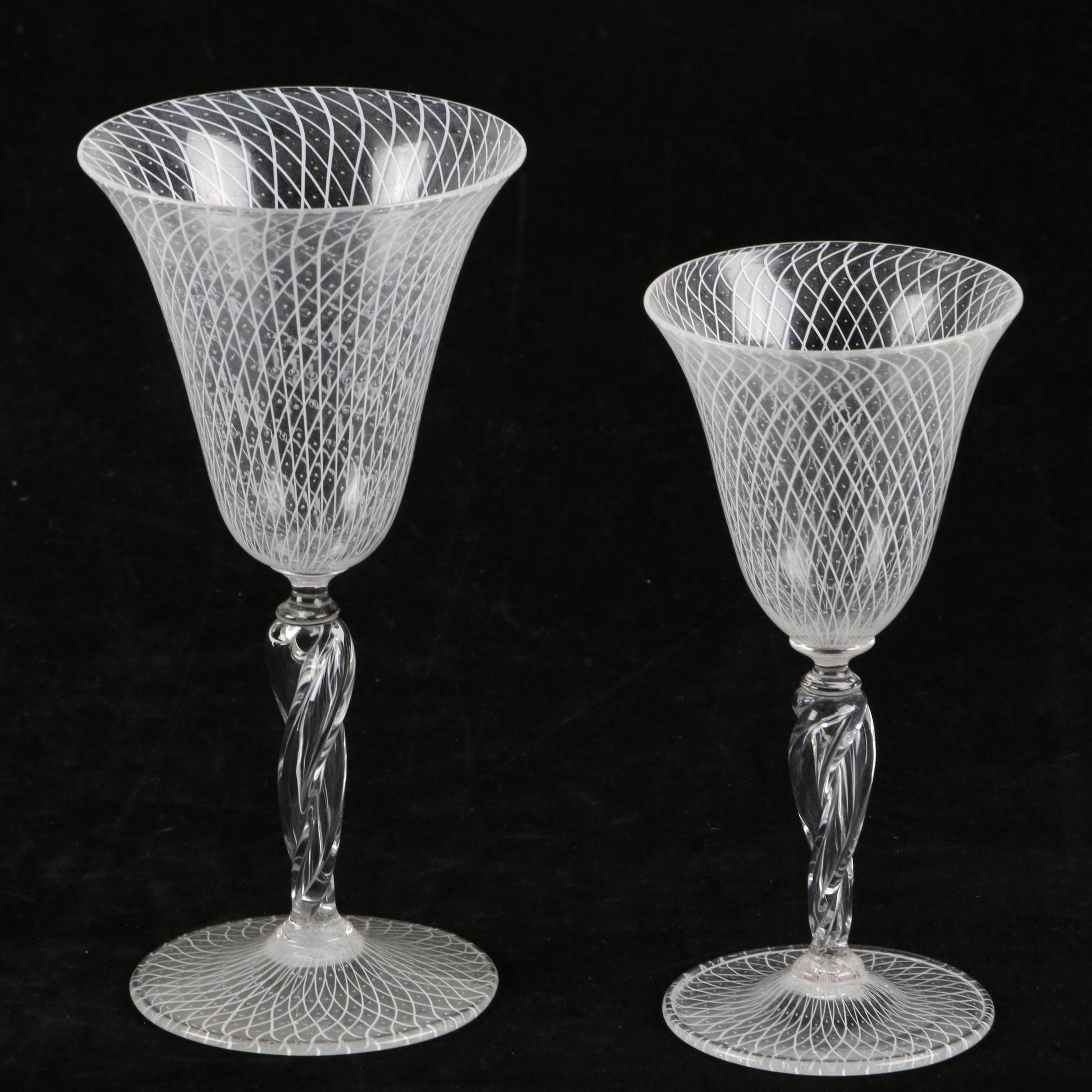 Venetian Latticino Goblets