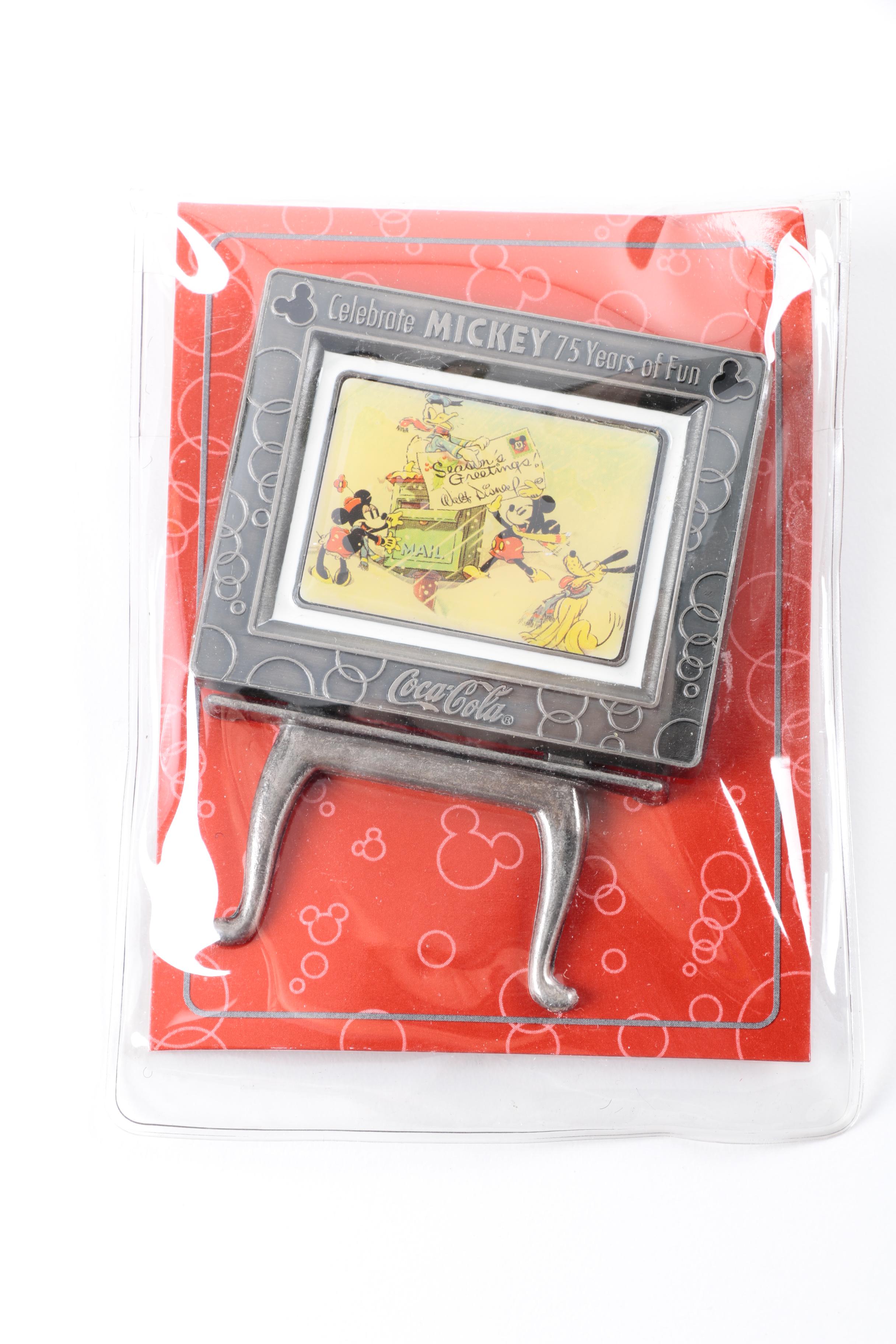 Coca-Cola "Mickey 75 years of Fun" Pewter Art Easels