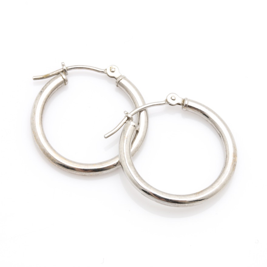 14K White Gold Hoop Earrings