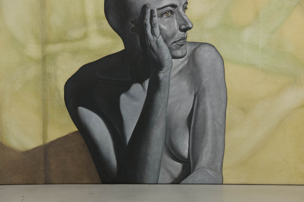 Jose Fors 1989 Oil Painting on Canvas of a Seated Woman