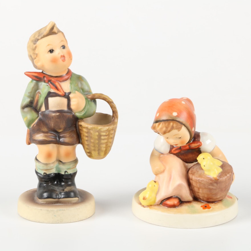 Goebel Hummel Figurines "Chick Girl" and "Village Boy"