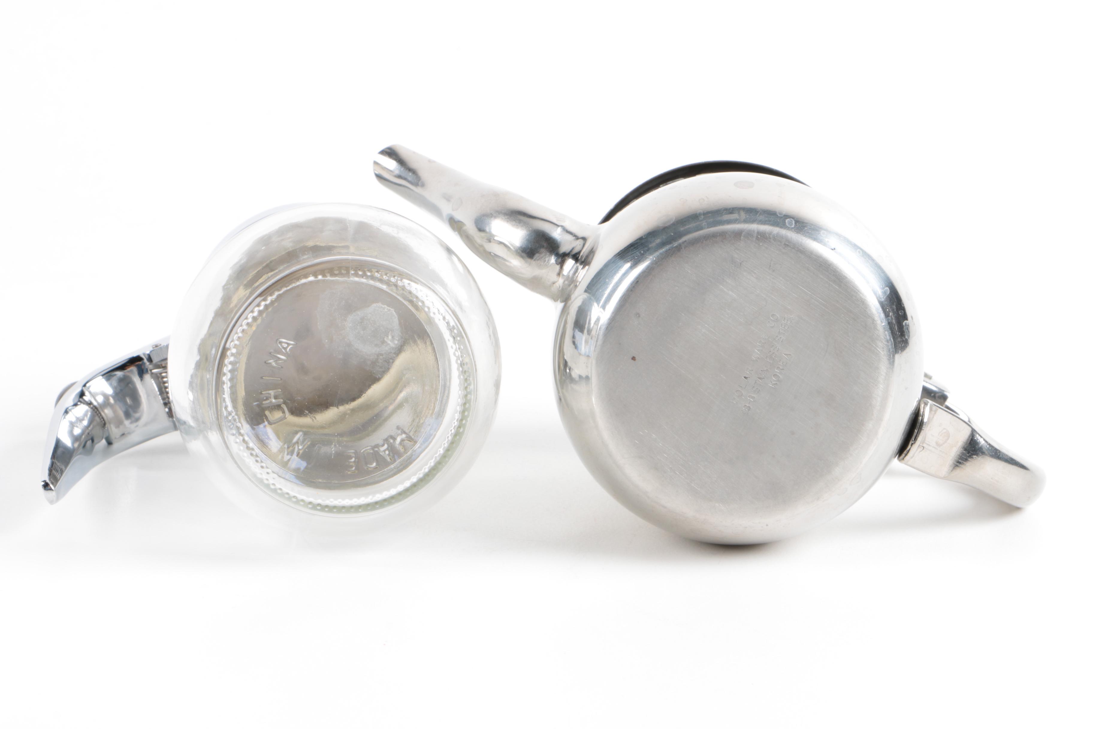 Stainless Steel and Glass Serving Pieces