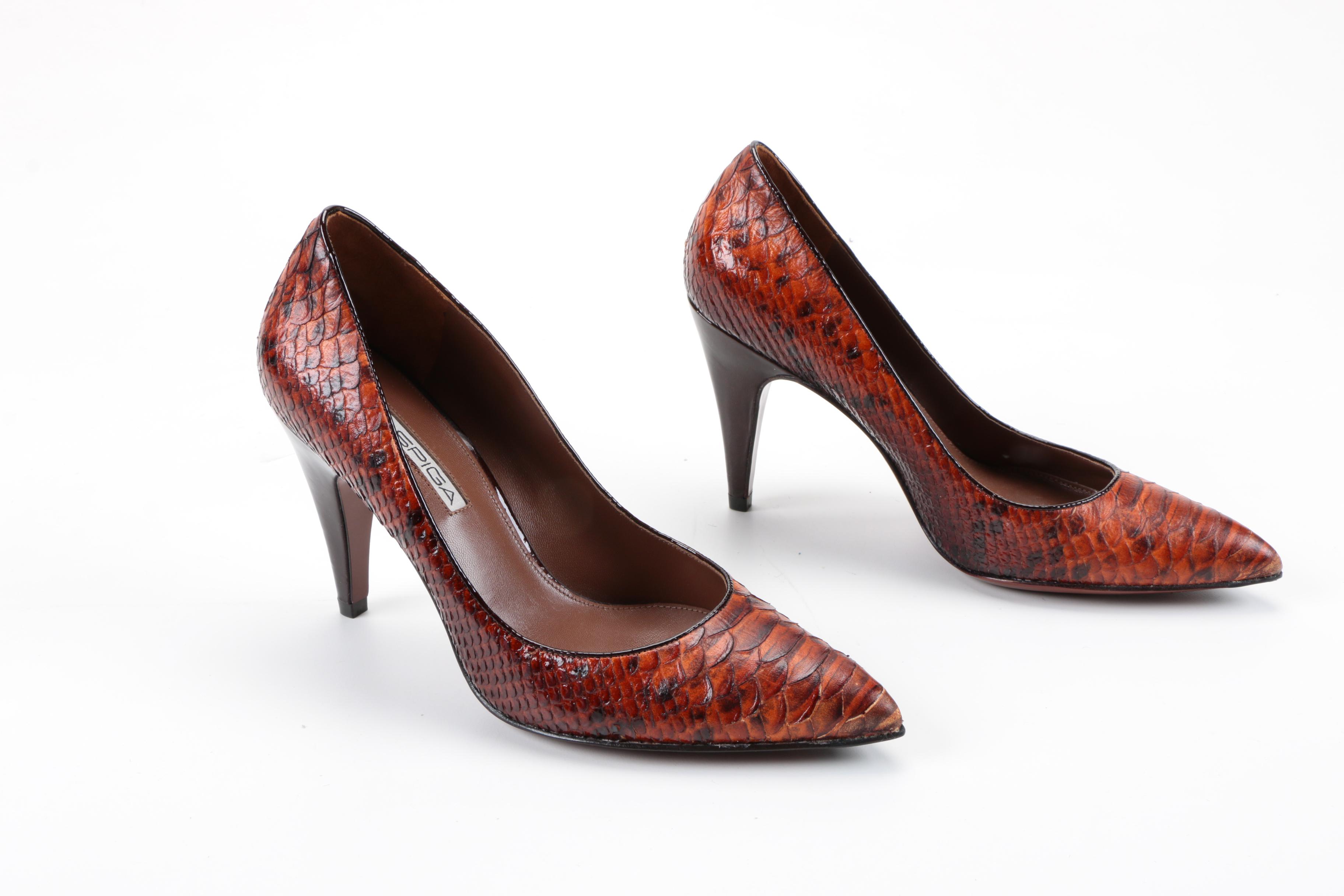 Via Spiga Dyed Python Pumps