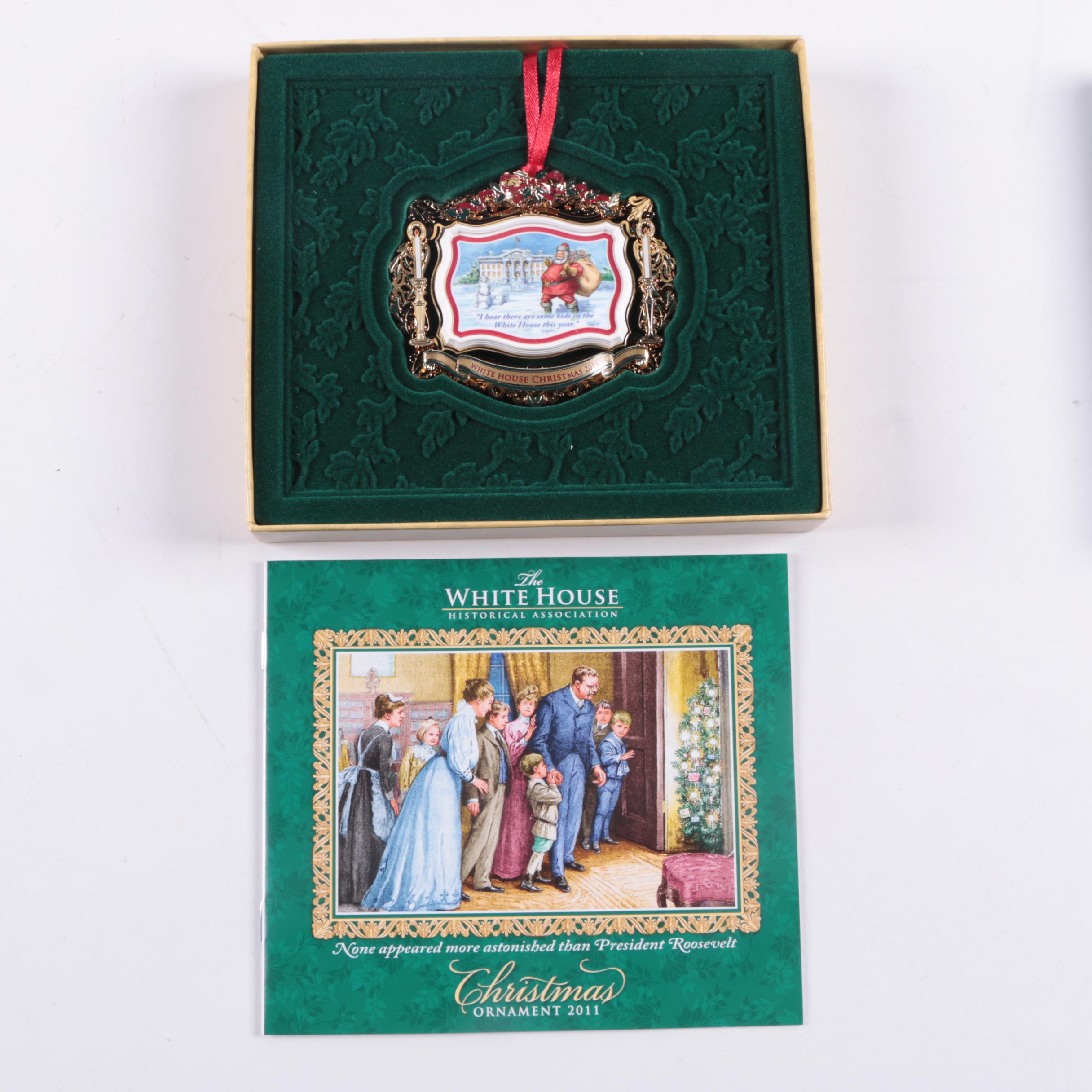 White House Christmas Ornaments from 2009, 2010, and 2011