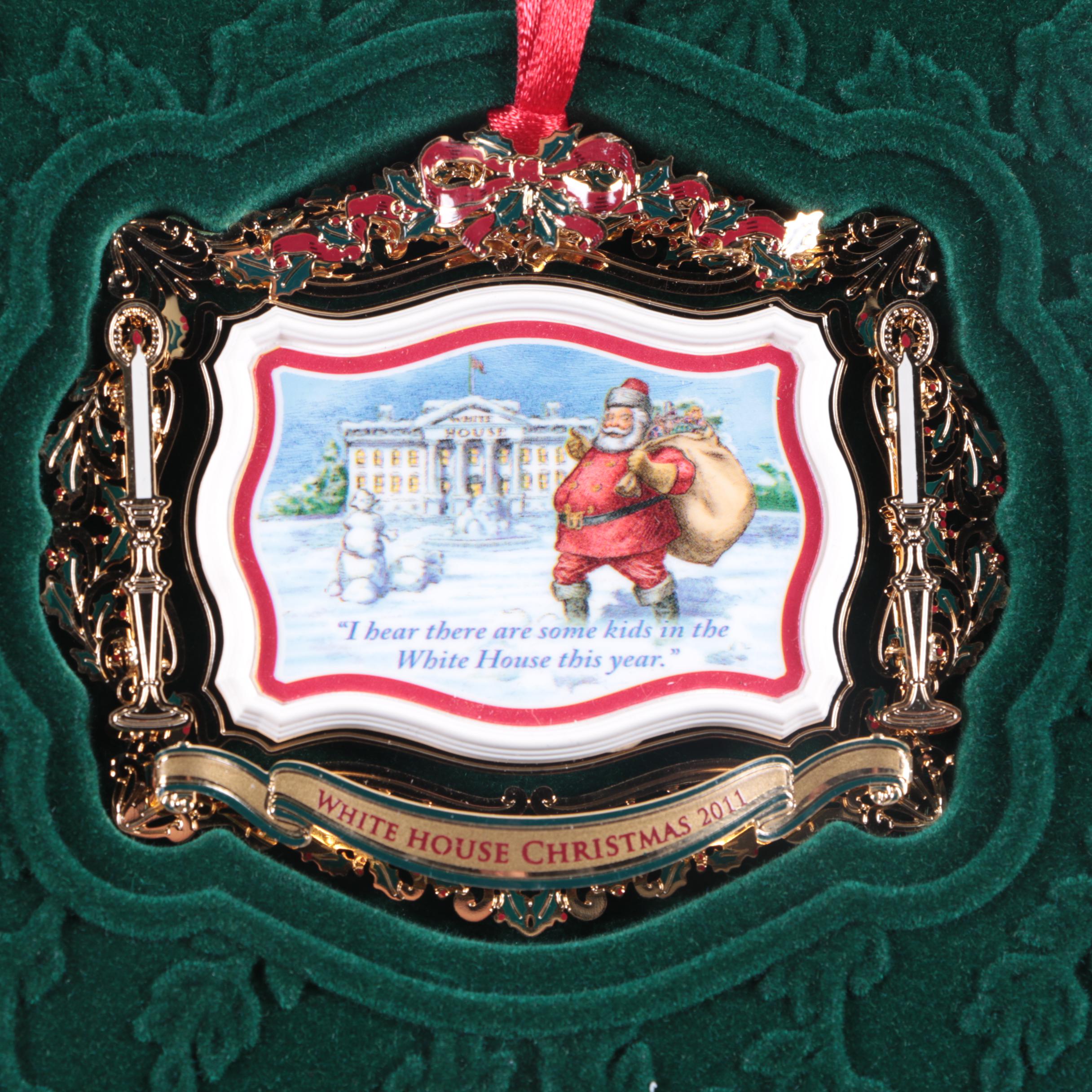 White House Christmas Ornaments from 2009, 2010, and 2011