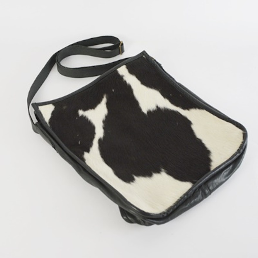 Spotted Cow Hide Leather Handbag