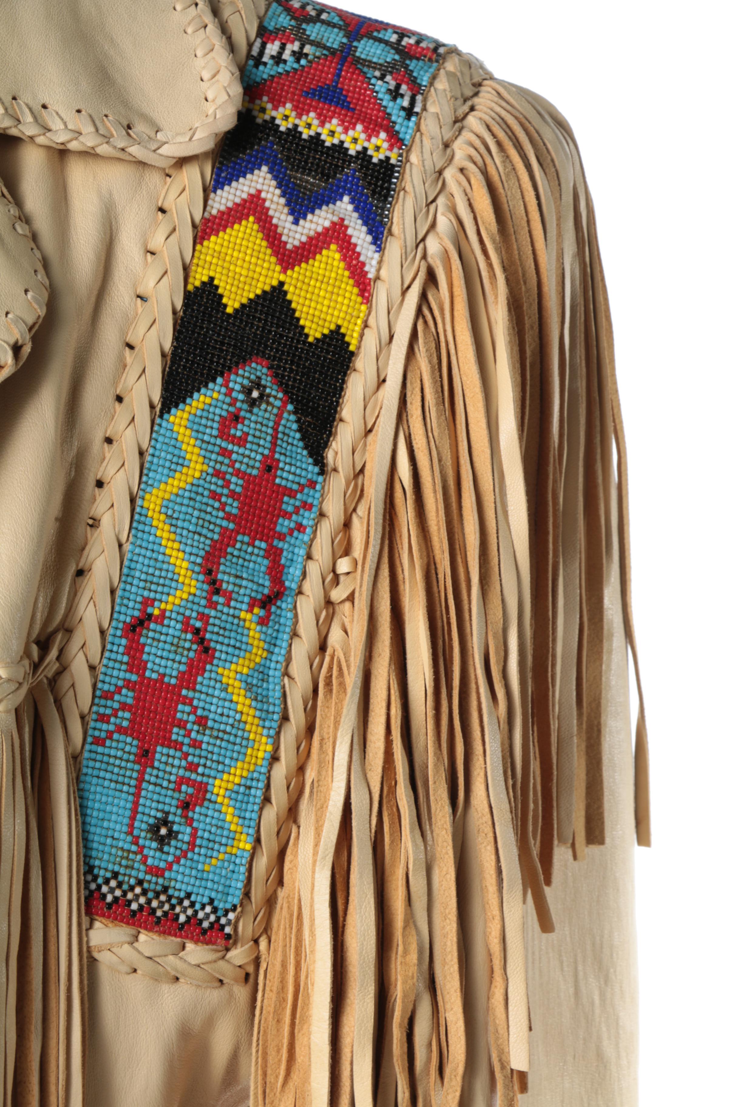 Vintage Diamond Leathers Southwestern Fringed Leather Jacket