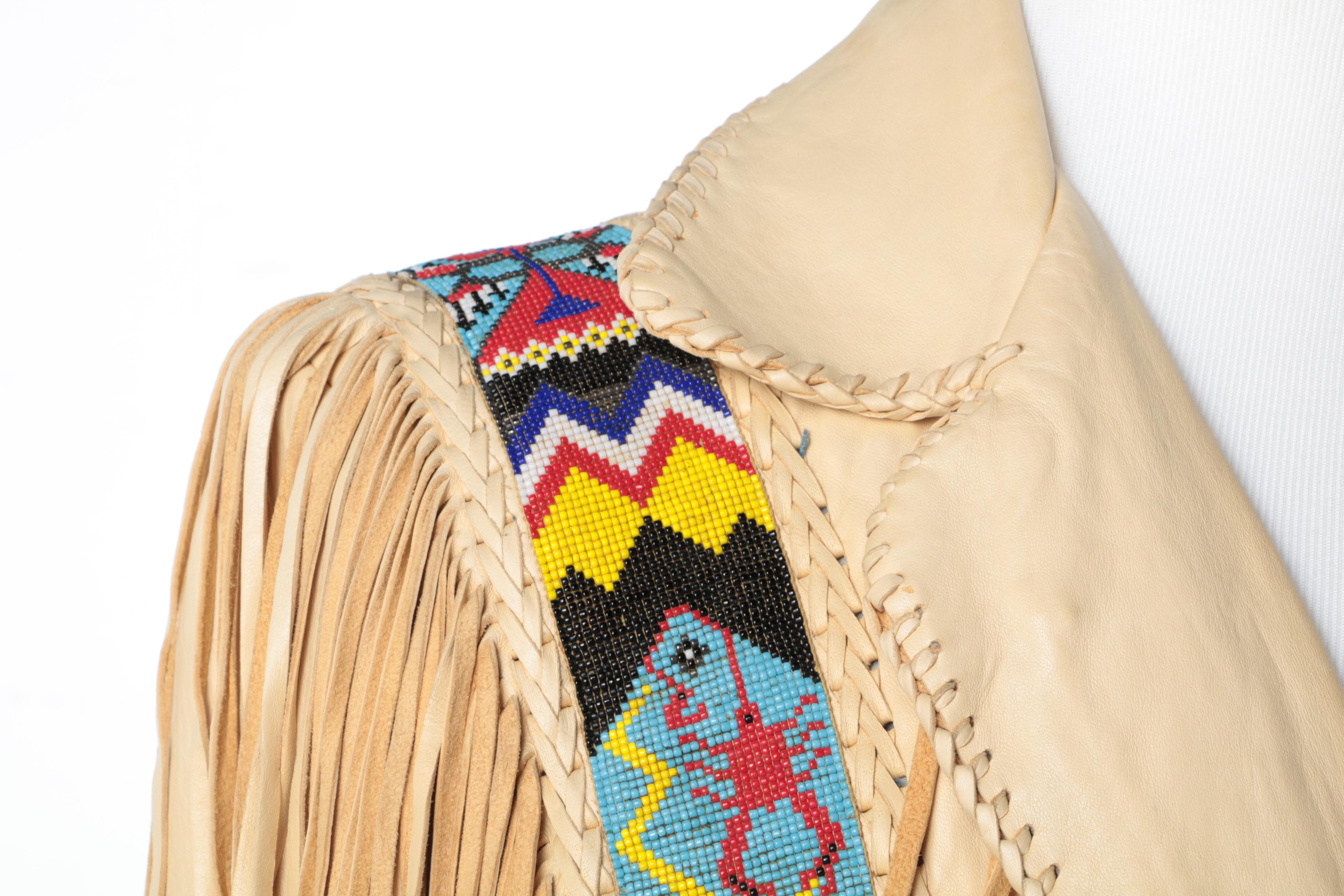 Vintage Diamond Leathers Southwestern Fringed Leather Jacket